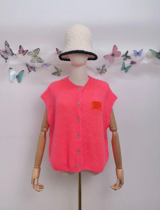 Kurzarm Strickjacke Patch Mohair