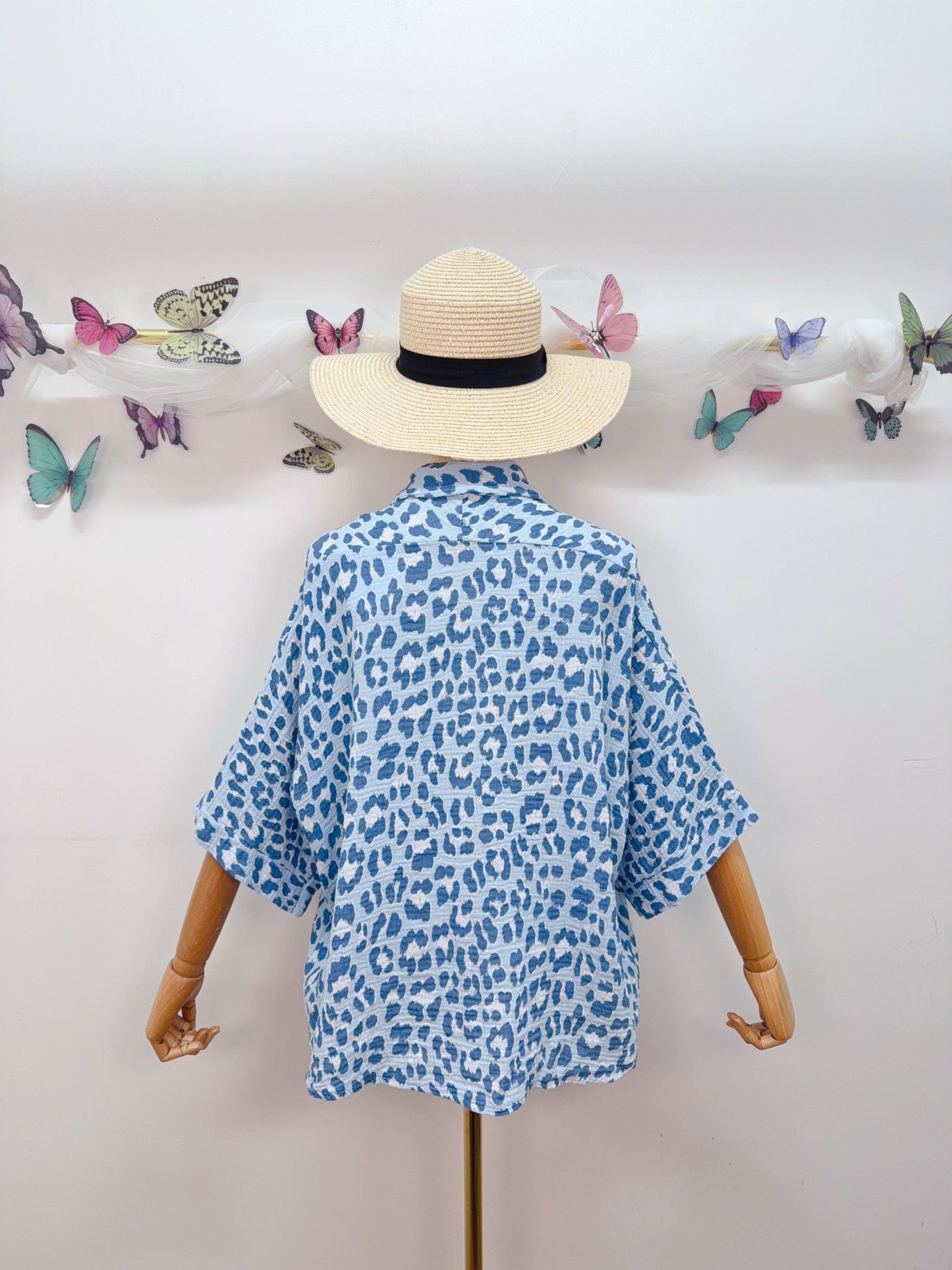 Leo Musselin Bluse Kurzarm