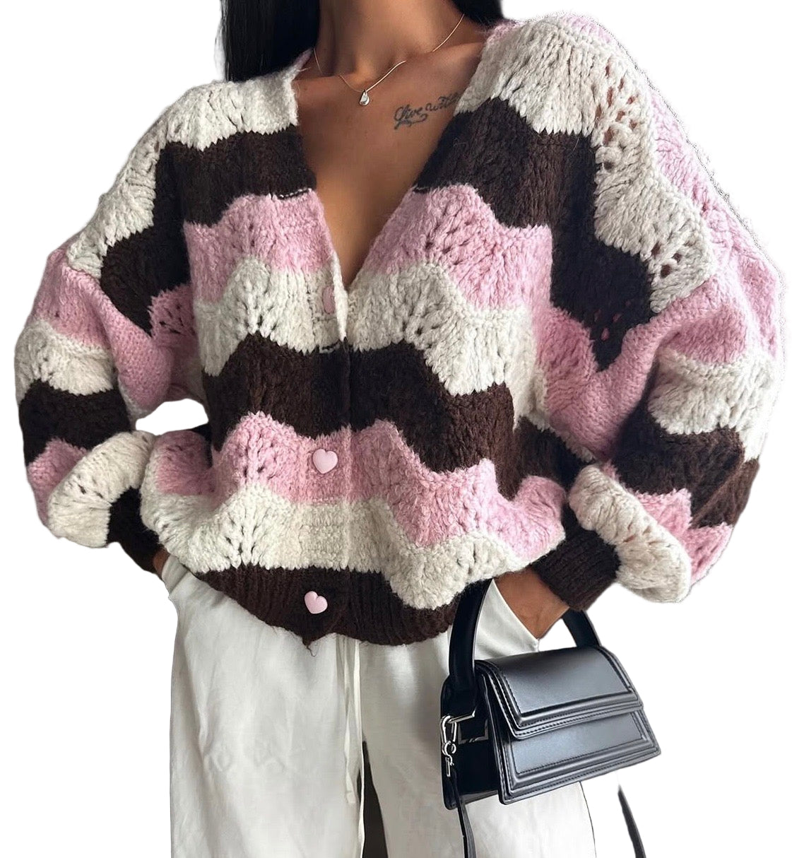 Strick Cardigan Wellen