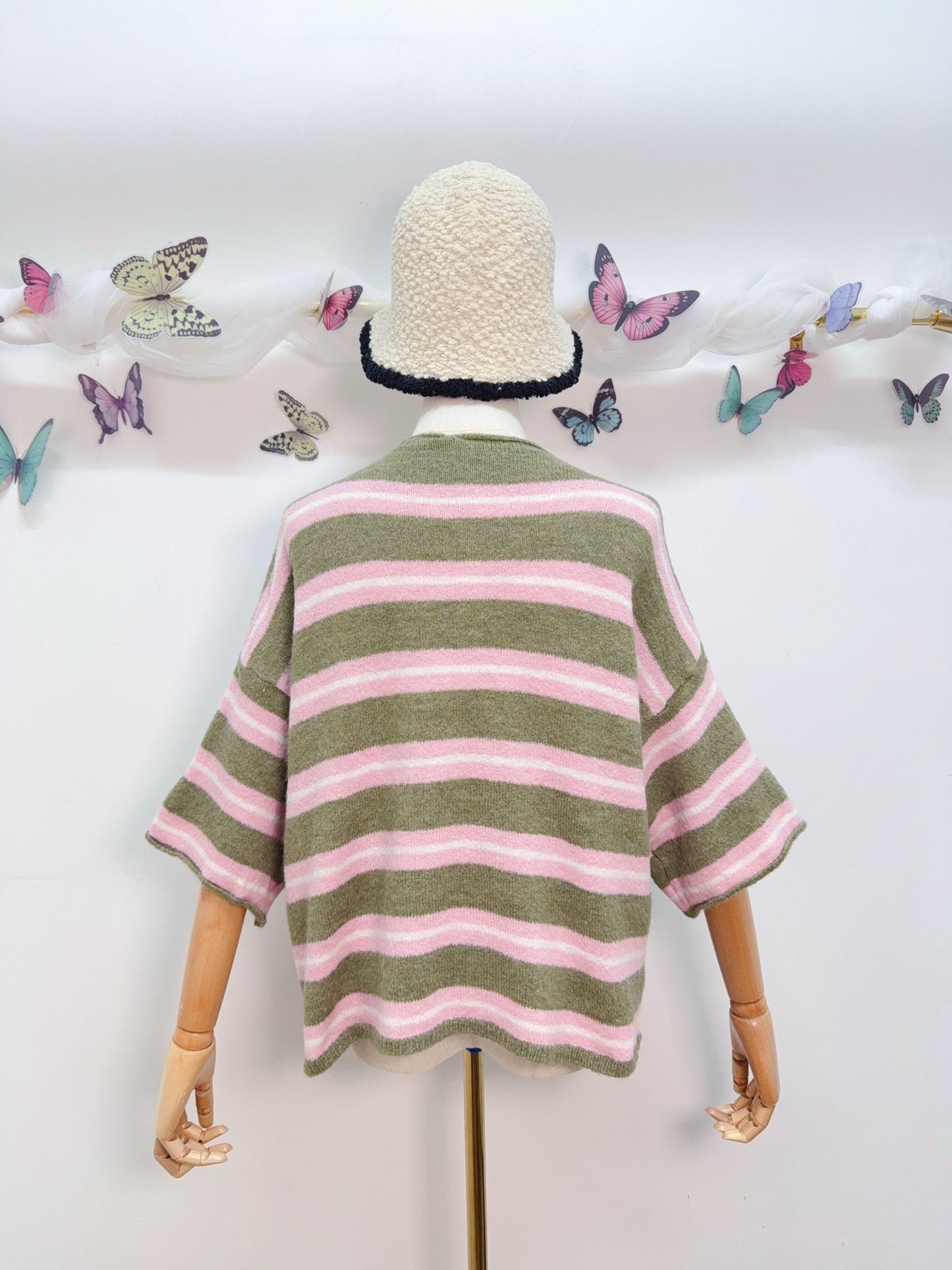 Strickpullover Kurzarm Gestreift