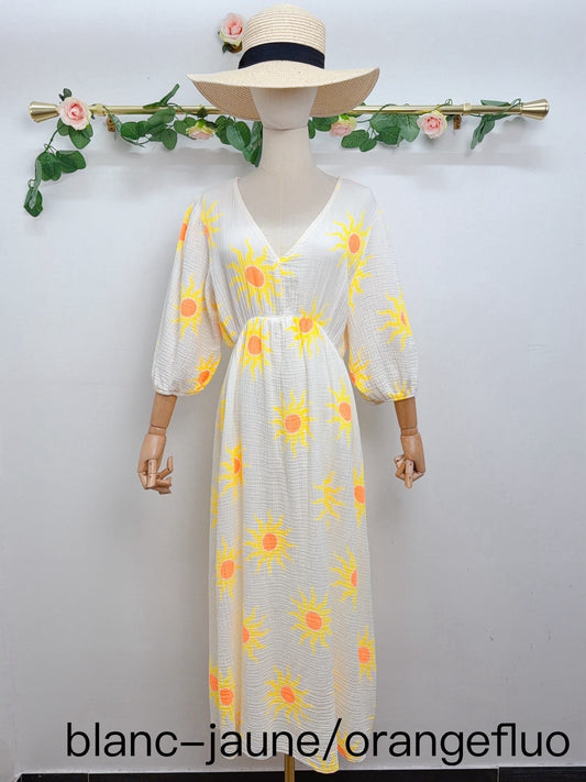 Kleid Musselin Sonne Lang