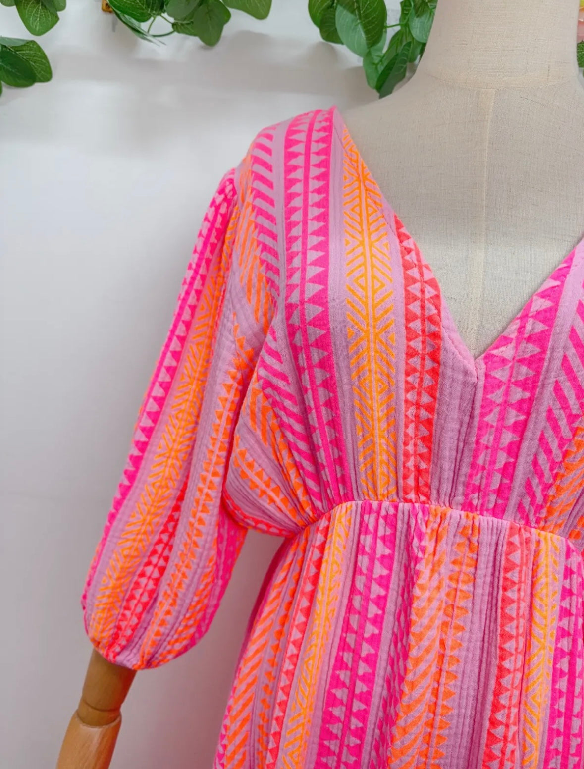Musselin Kleid Gestreifte Muster