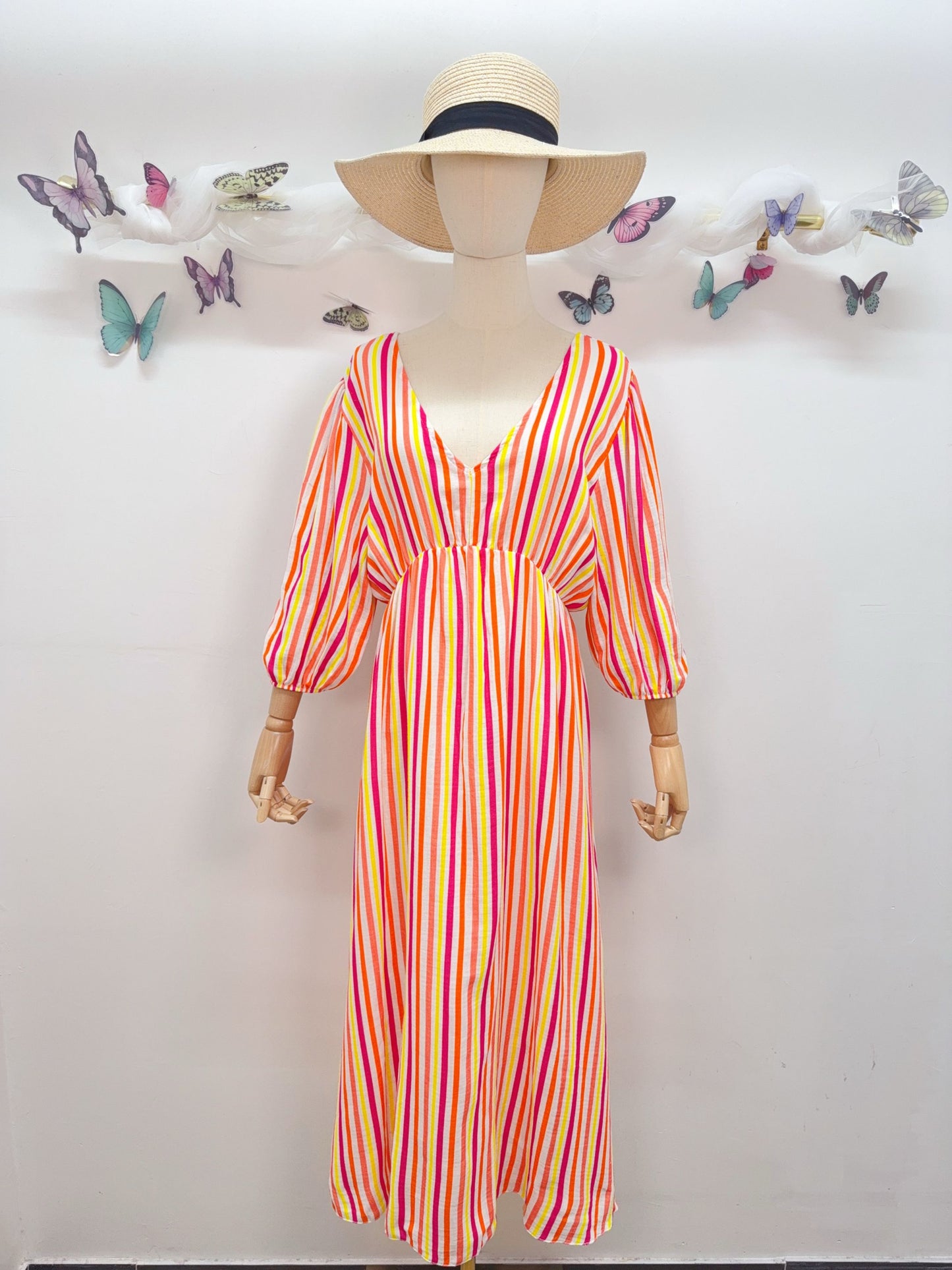 Sommerkleid Streifen 3/4 Arm