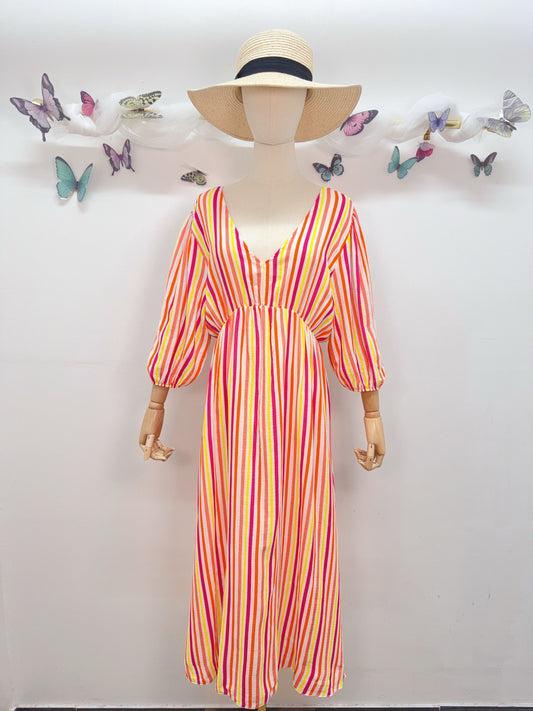 Sommerkleid Streifen 3/4 Arm