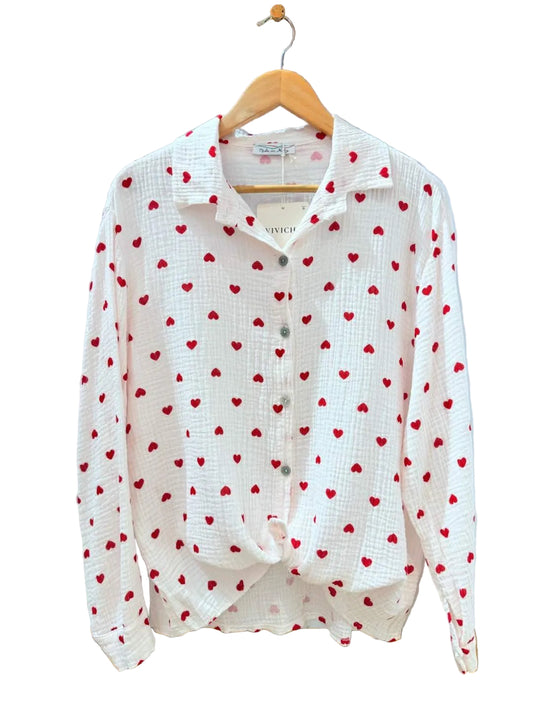 Musselin Bluse Herz CURVY