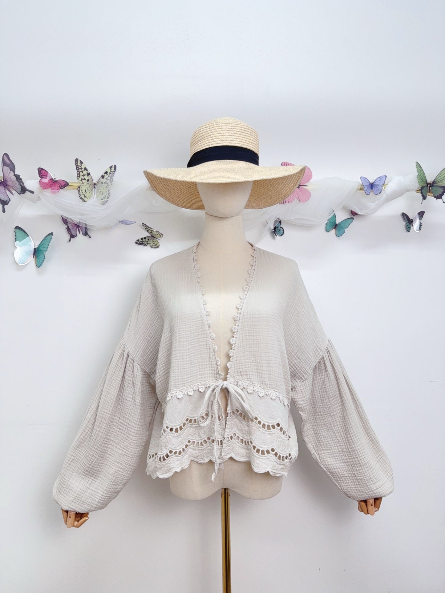 Musselin Bluse Spitze