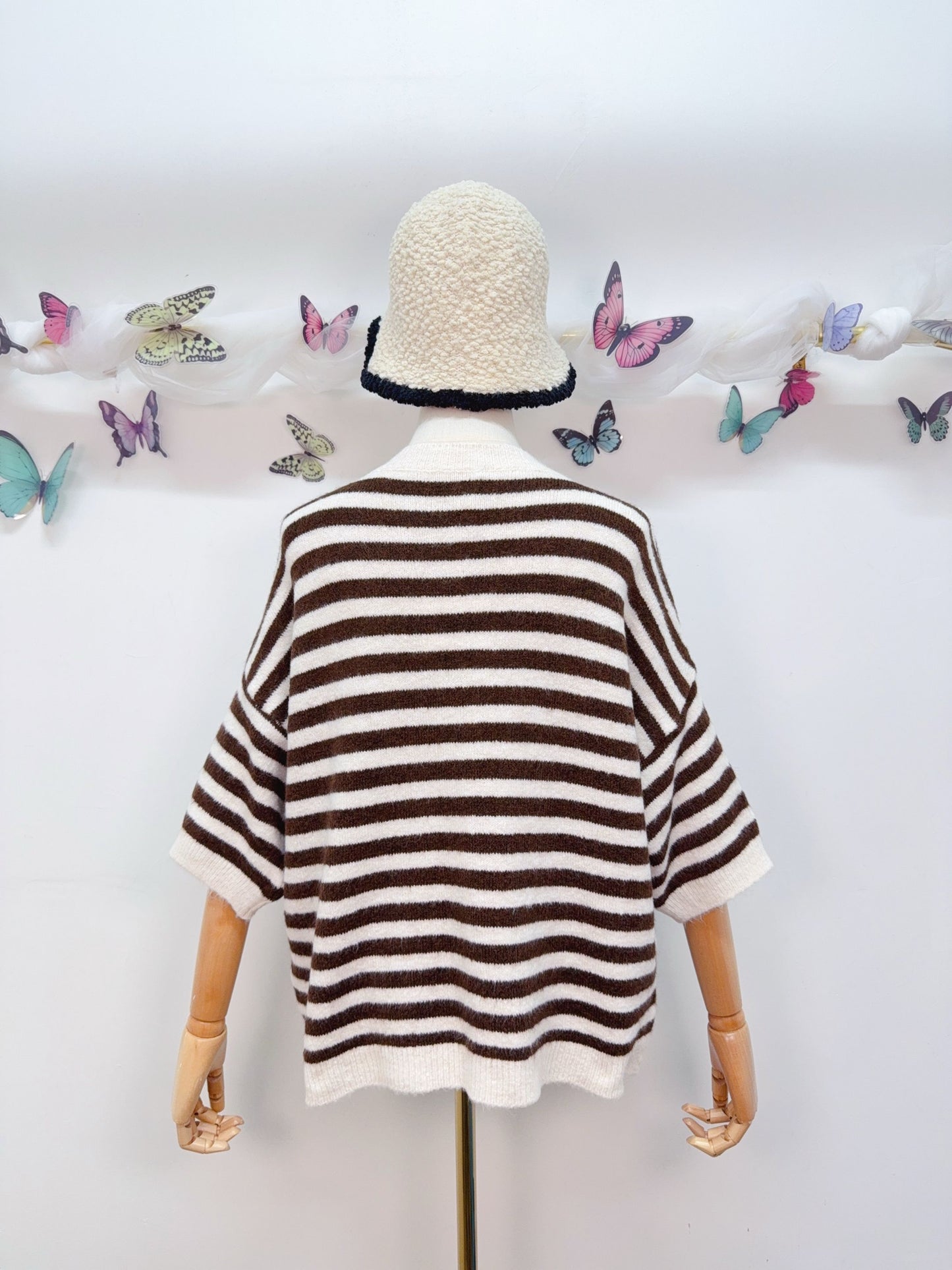 Strickpullover Kurzarm Streifen