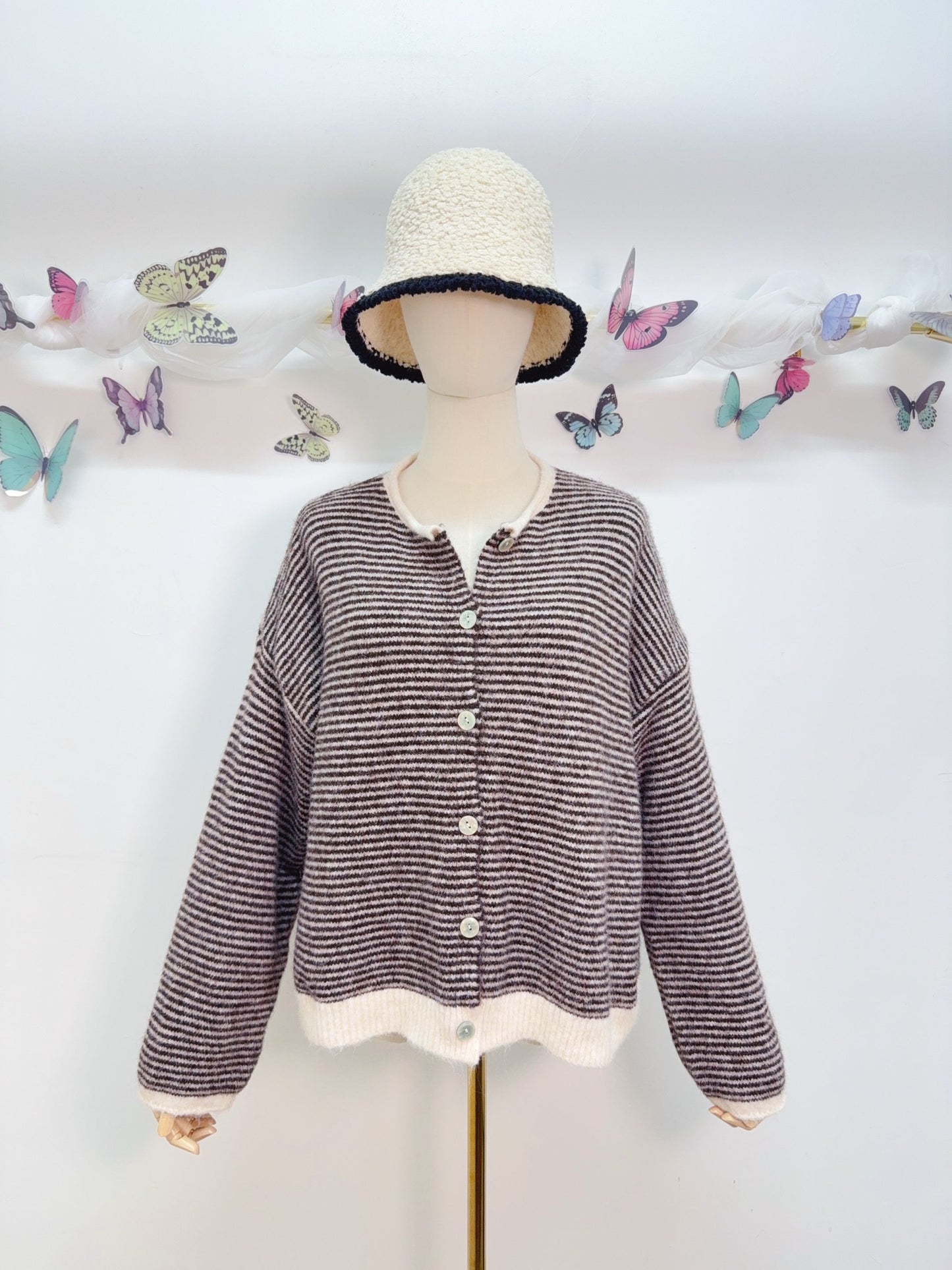 Streifen Cardigan Strickjacke