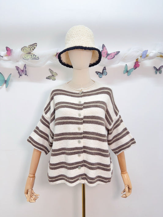 Strickpullover Kurzarm Gestreift