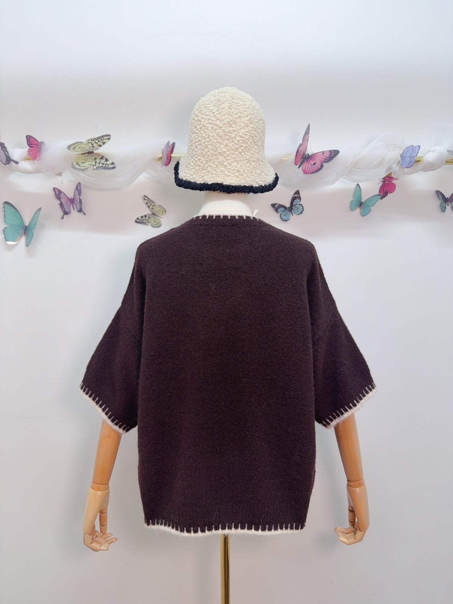 Strickpullover Kurzarm Sardine