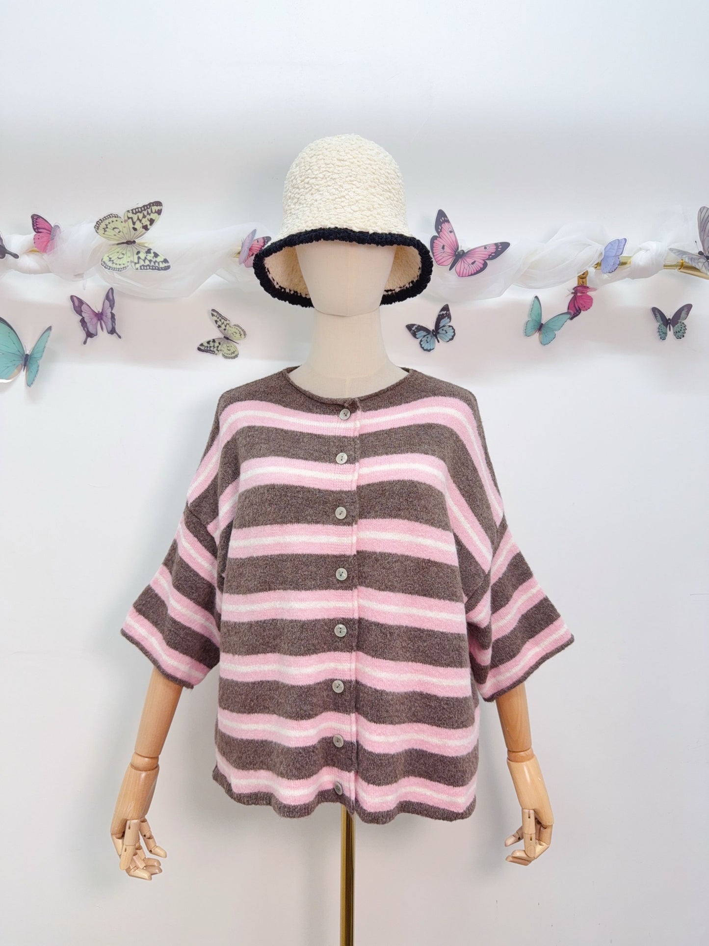 Strickpullover Kurzarm Gestreift