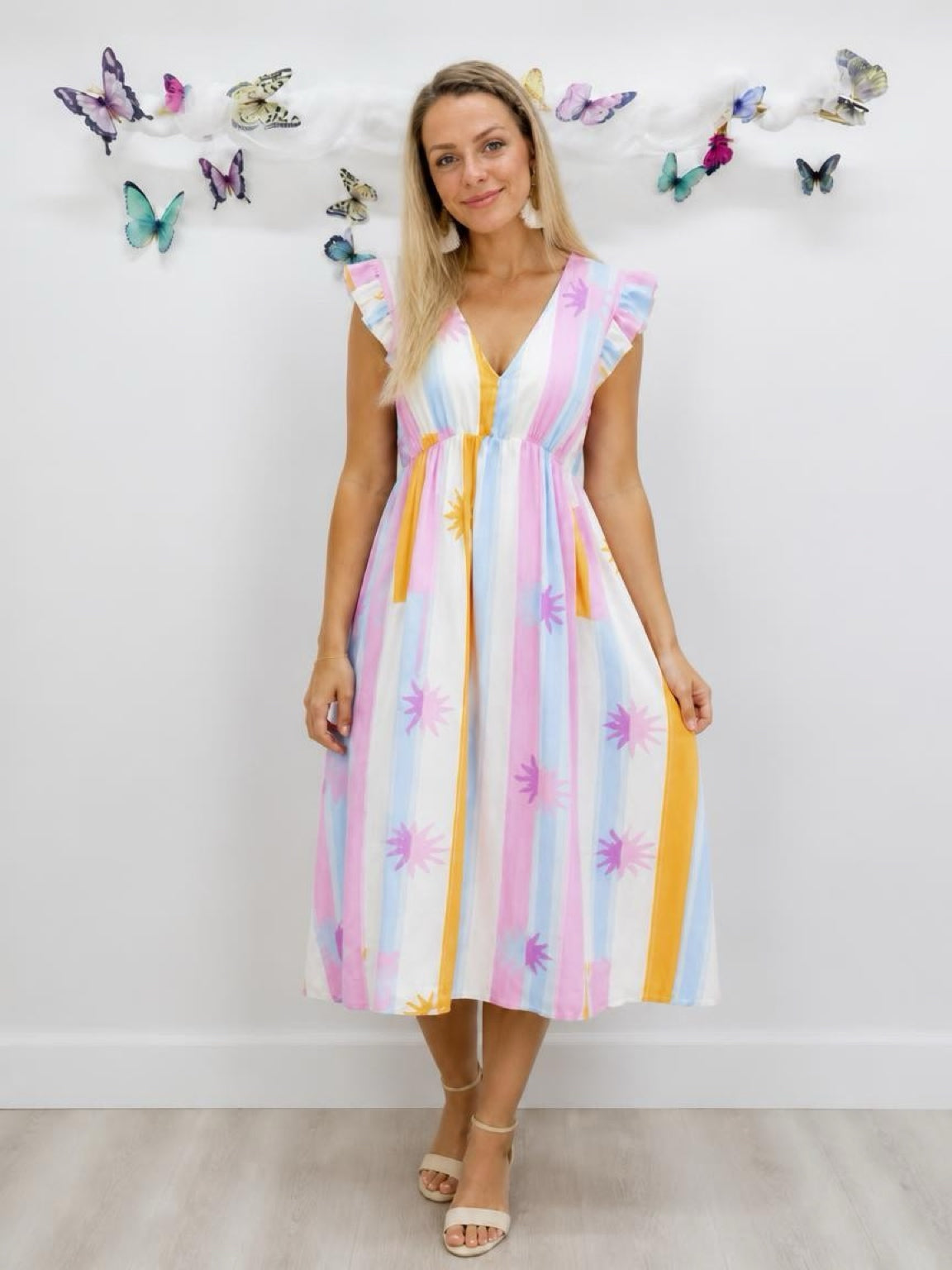 Musselin Kleid Streifen Pastell