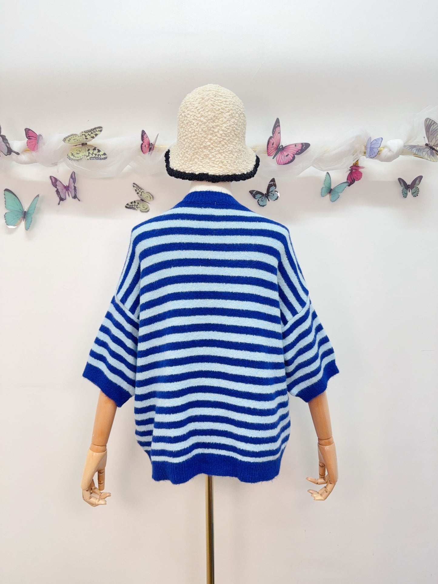 Strickpullover Kurzarm Streifen