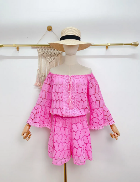 Kurzer Jumpsuit Baumwolle Pink