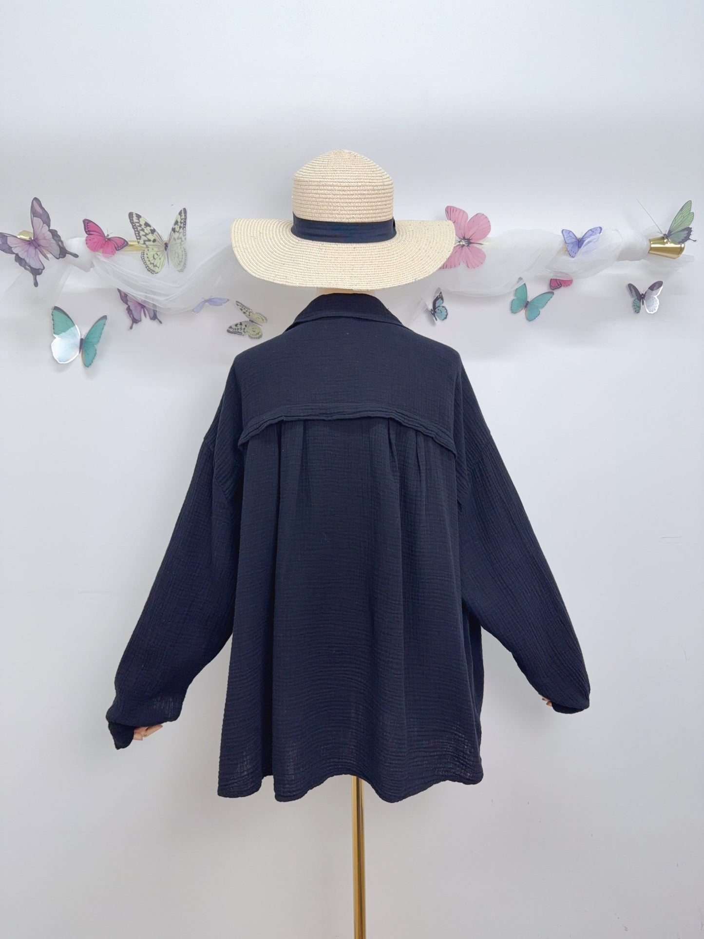 Musselin Bluse Uni Lang