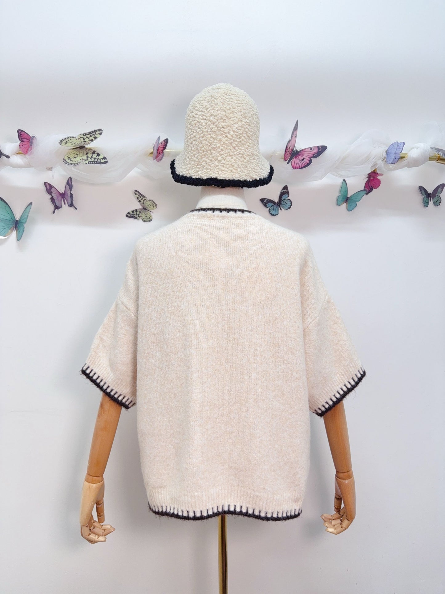 Strickpullover Kurzarm Sardine