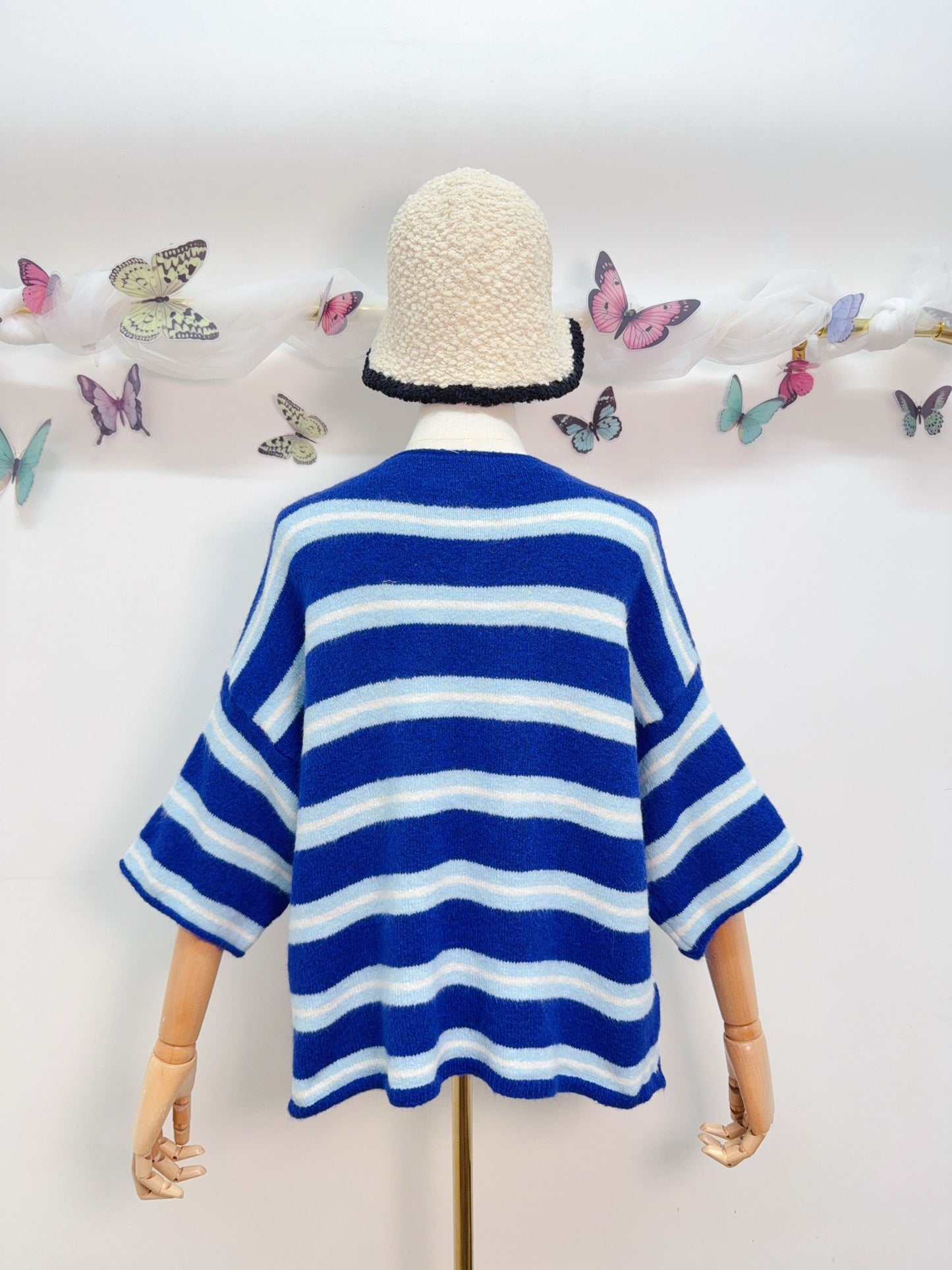 Strickpullover Kurzarm Gestreift