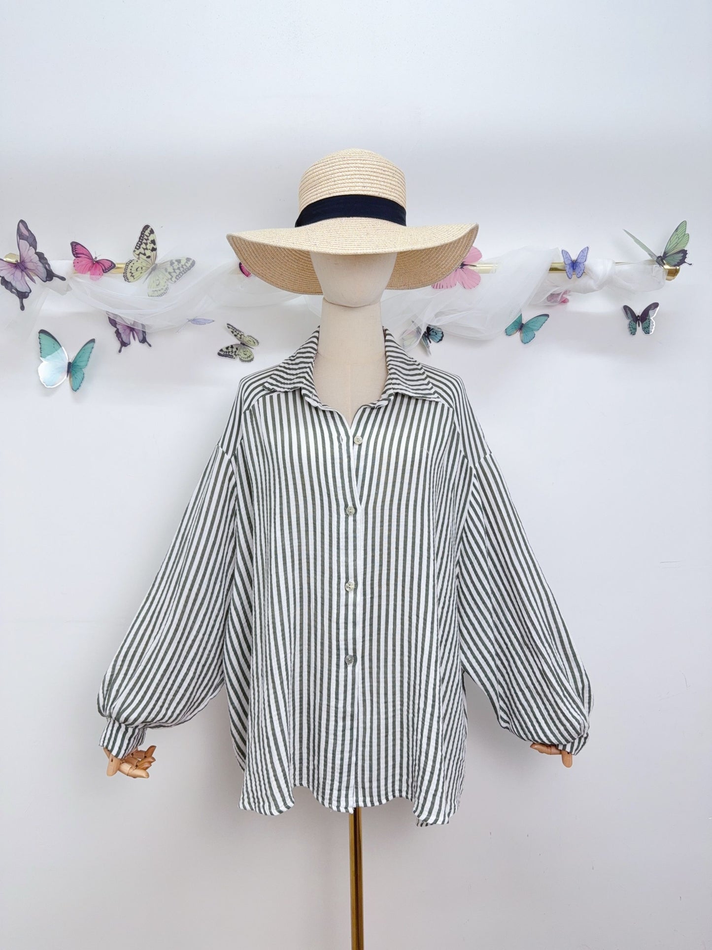 Musselin Bluse Streifen