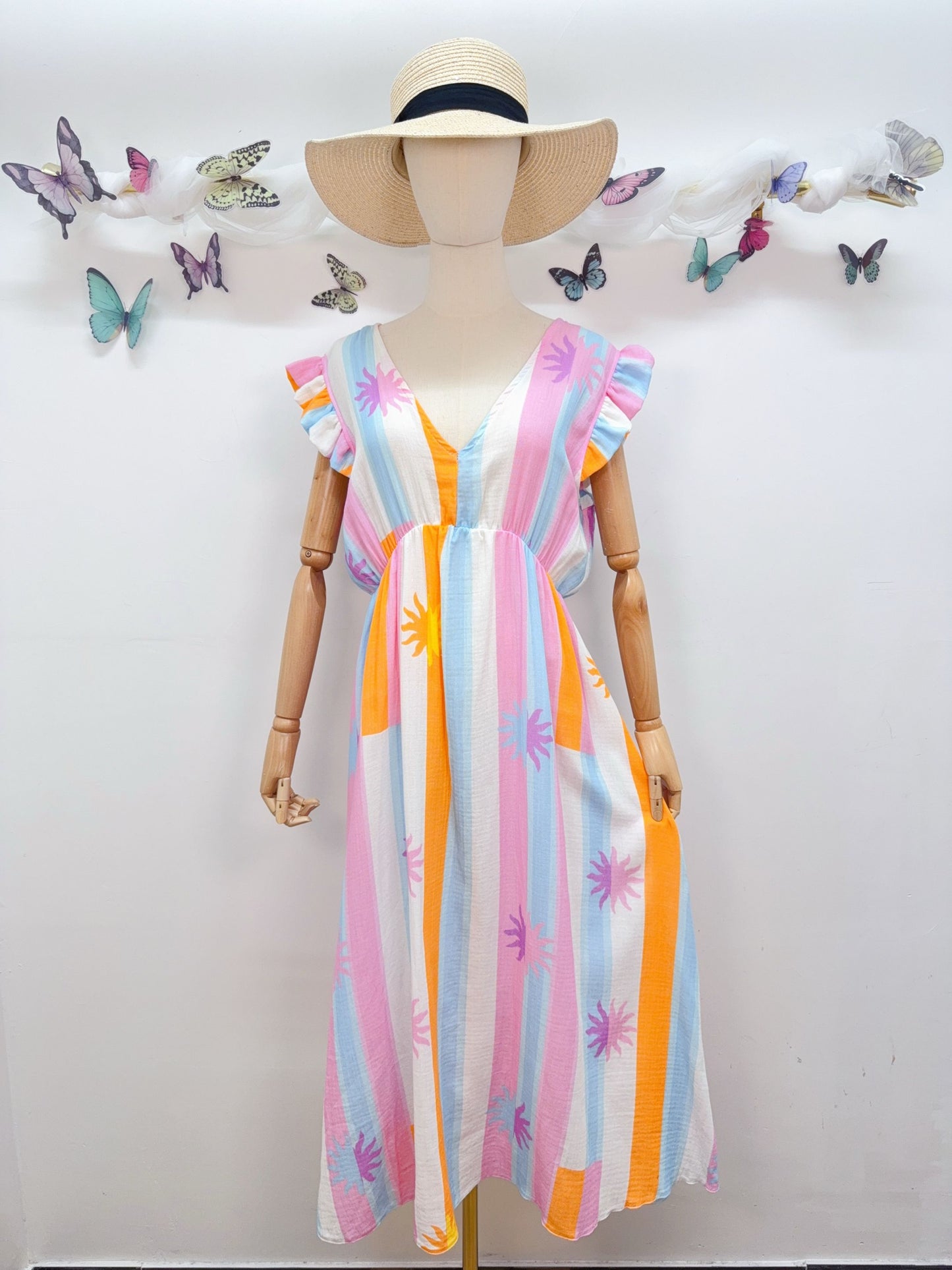 Musselin Kleid Streifen Pastell