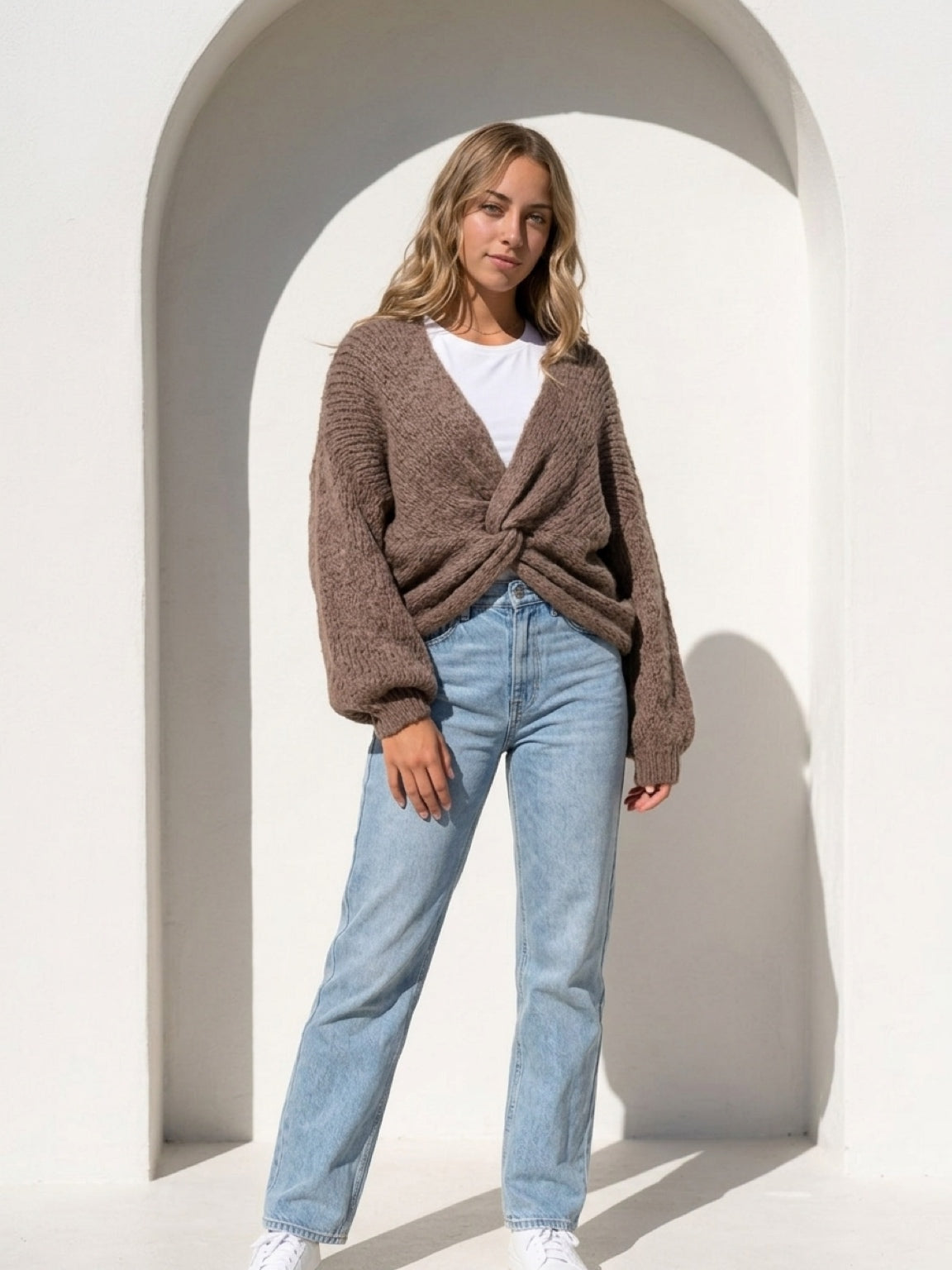 Strickpullover Gerafft