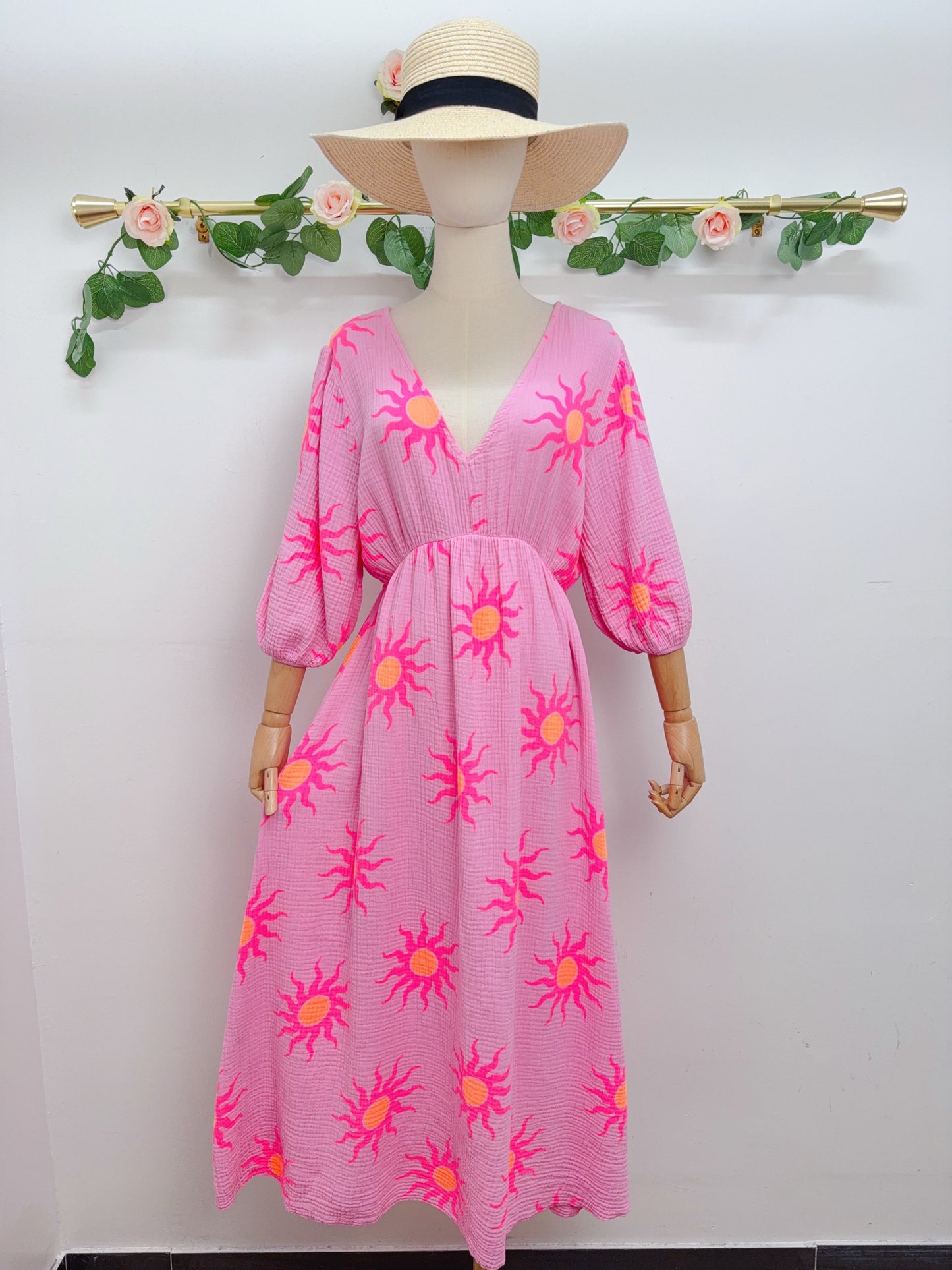 Kleid Musselin Sonne Lang