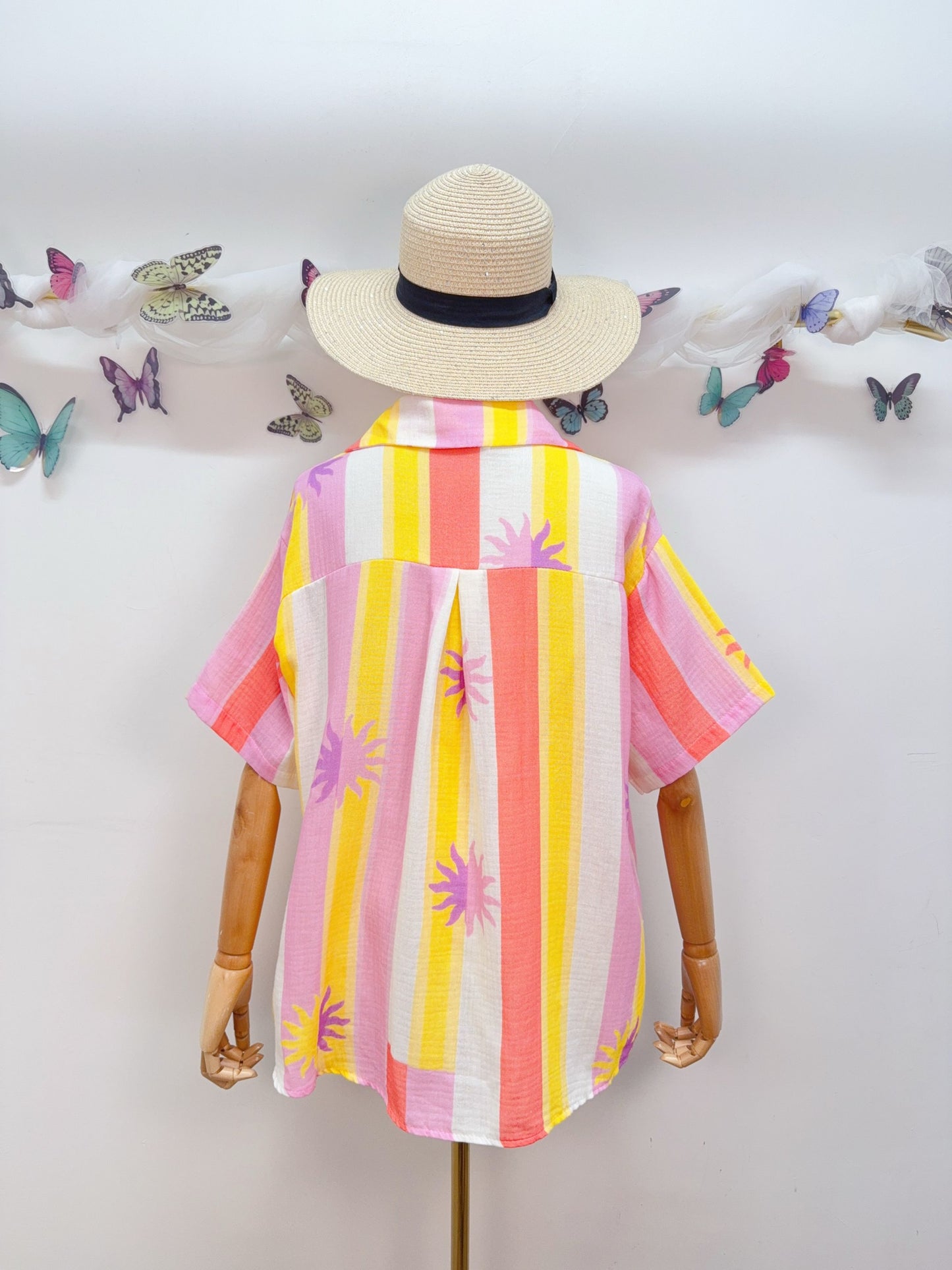 Musselin Bluse Streifen Pastell