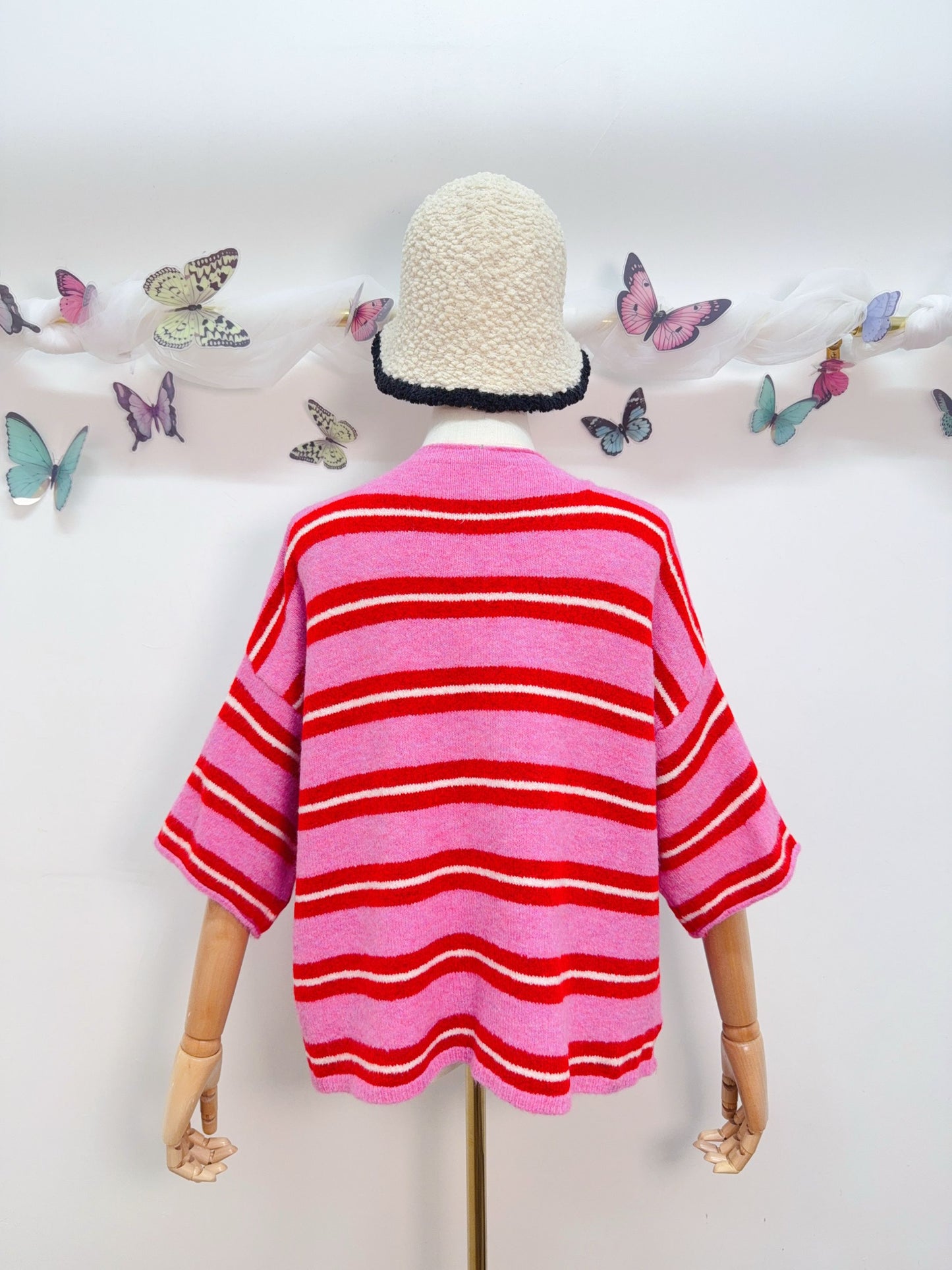 Strickpullover Kurzarm Gestreift