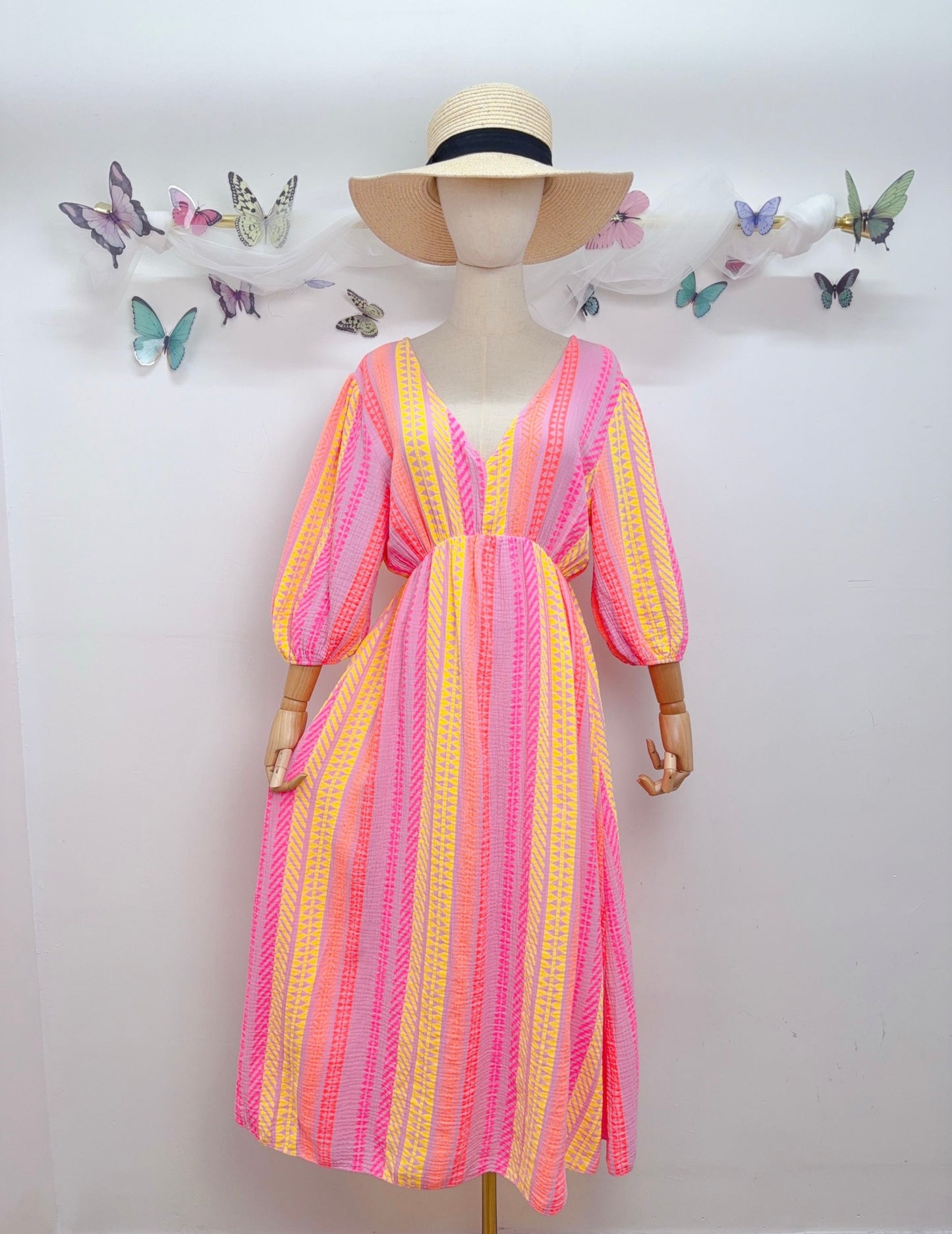 Musselin Kleid Gestreifte Muster