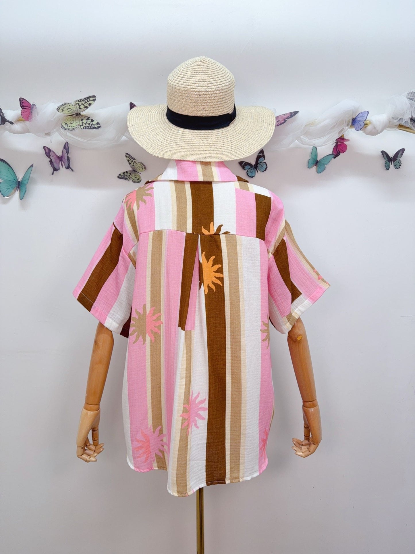 Musselin Bluse Streifen Pastell