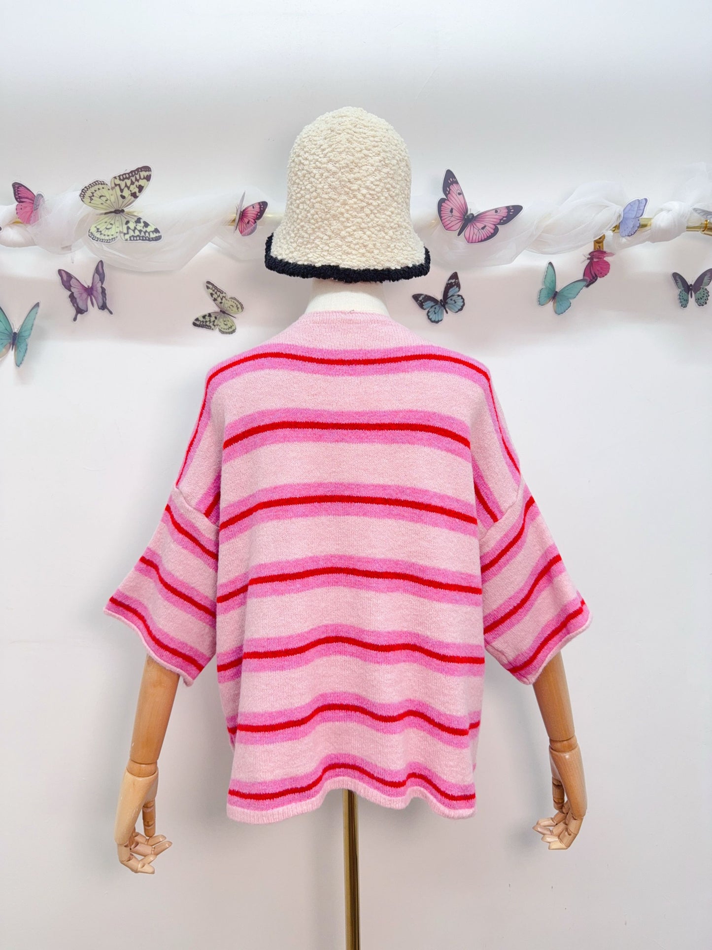 Strickpullover Kurzarm Gestreift