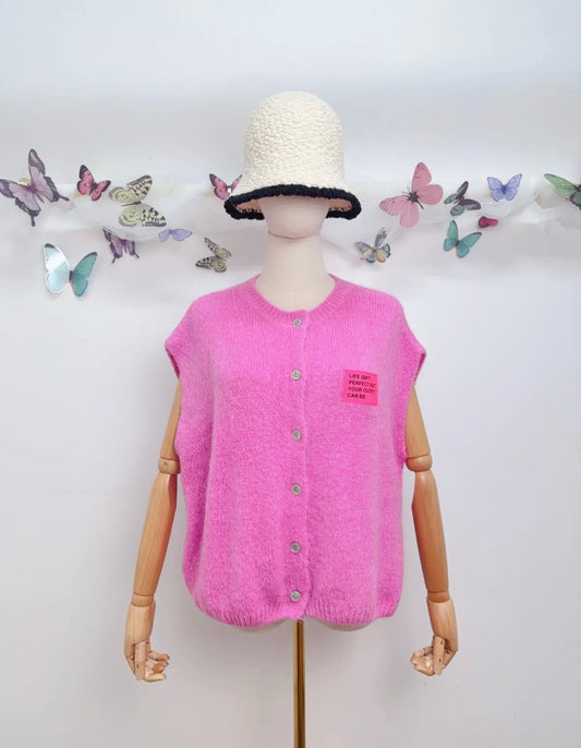 Kurzarm Strickjacke Patch Mohair