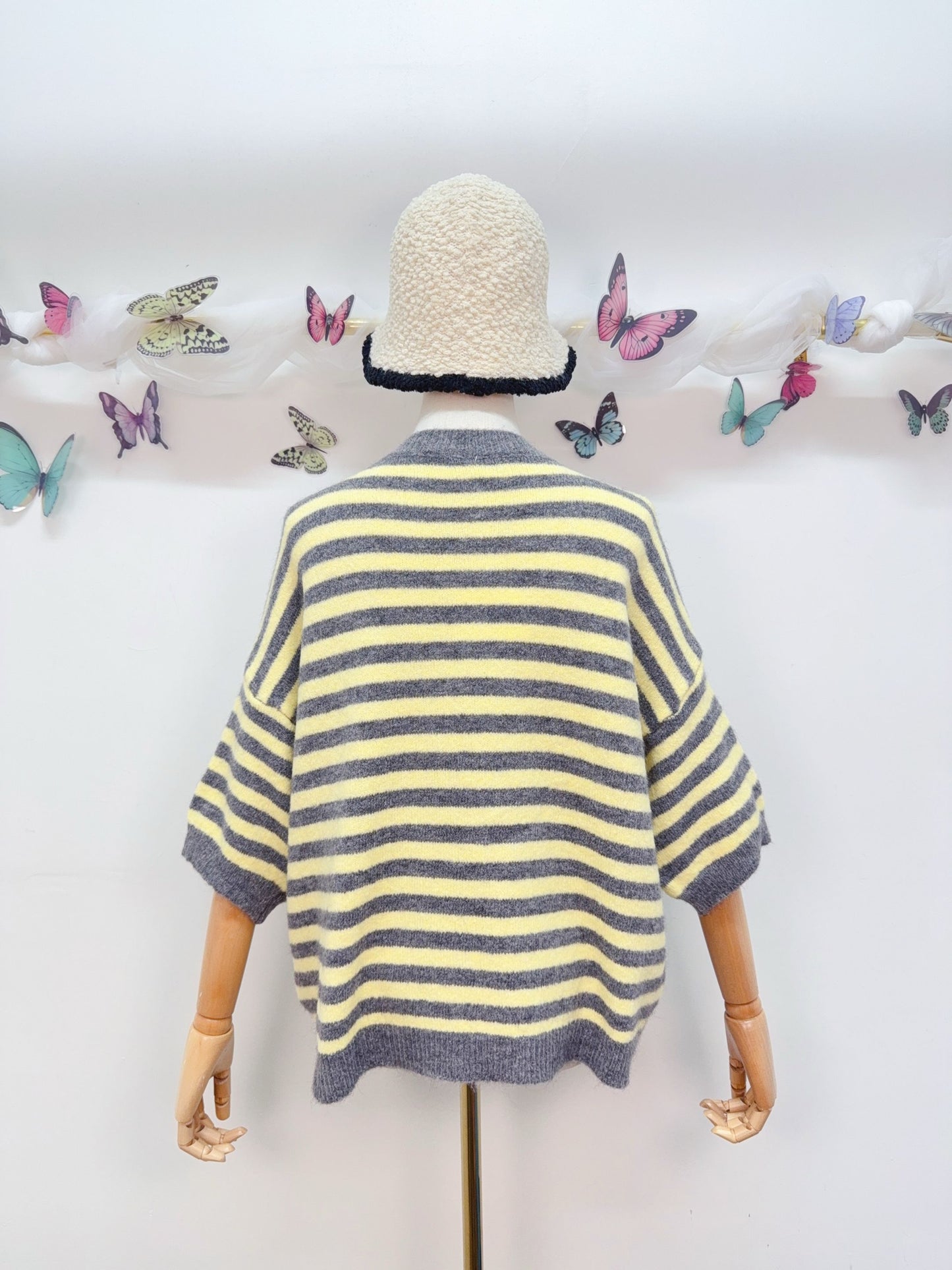 Strickpullover Kurzarm Streifen