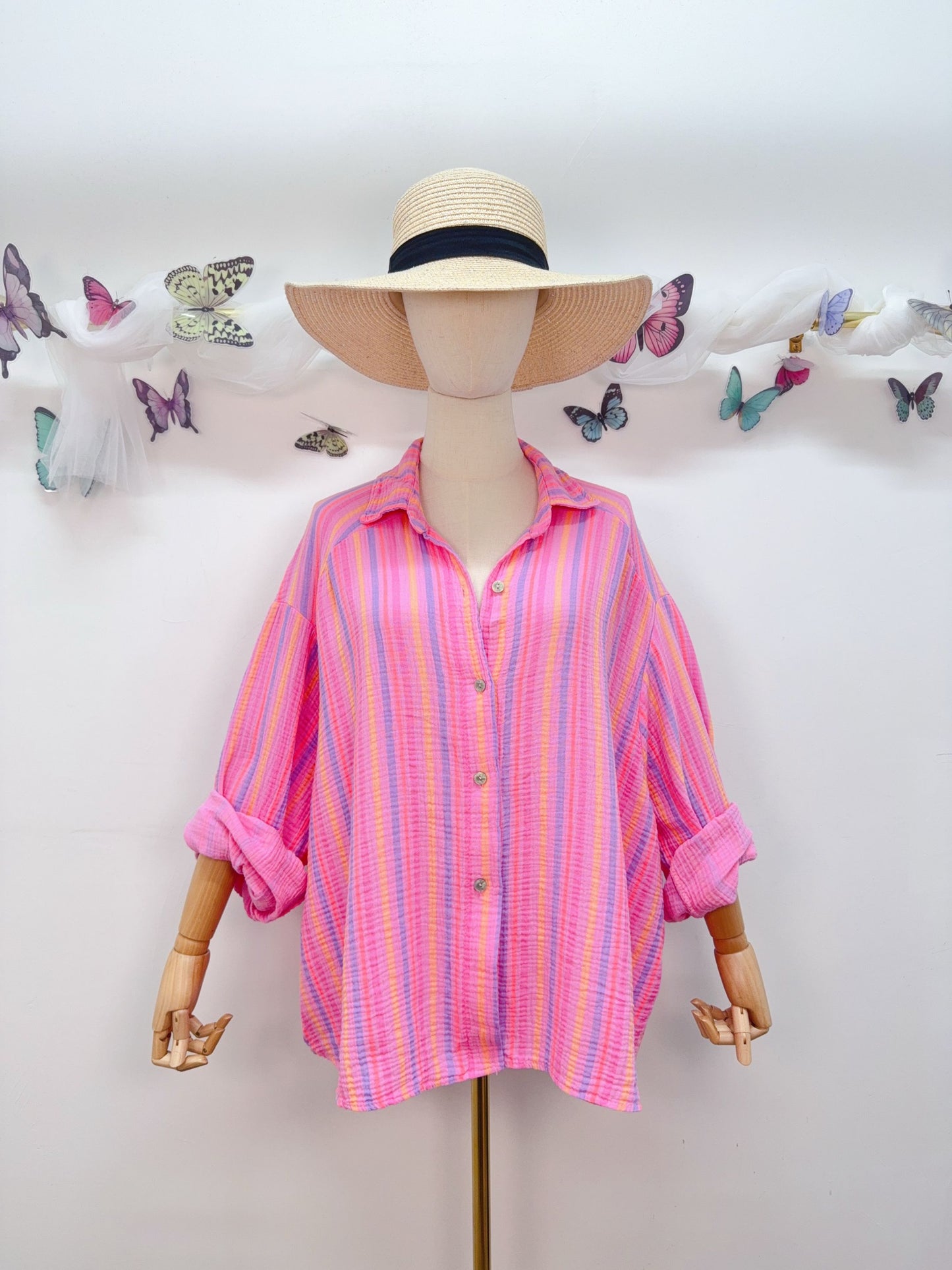Musselin Bluse Streifen