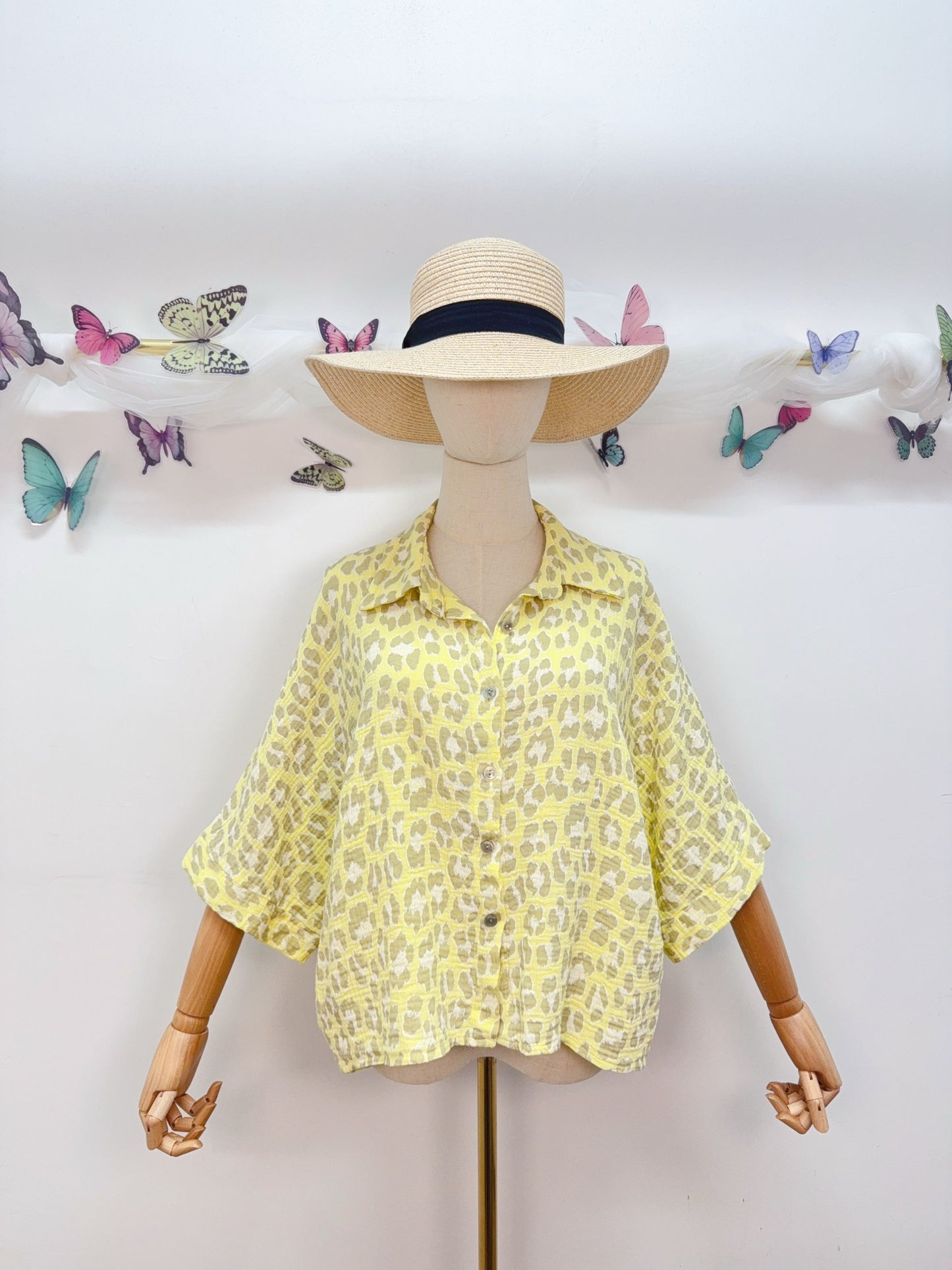 Leo Musselin Bluse Kurzarm