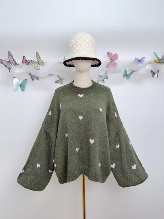 Strick Herz Pullover