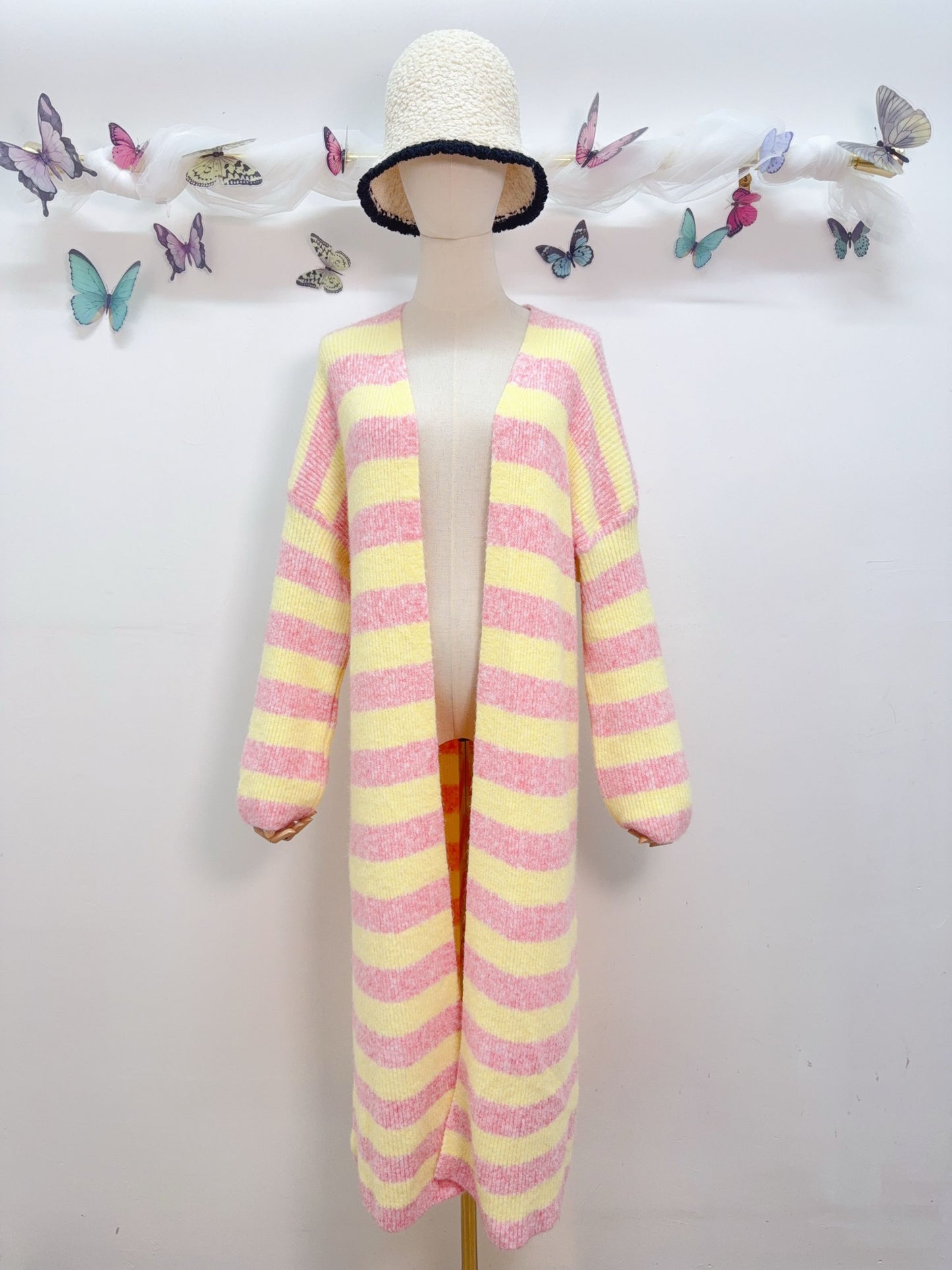 Cardigan Lang Gestreift