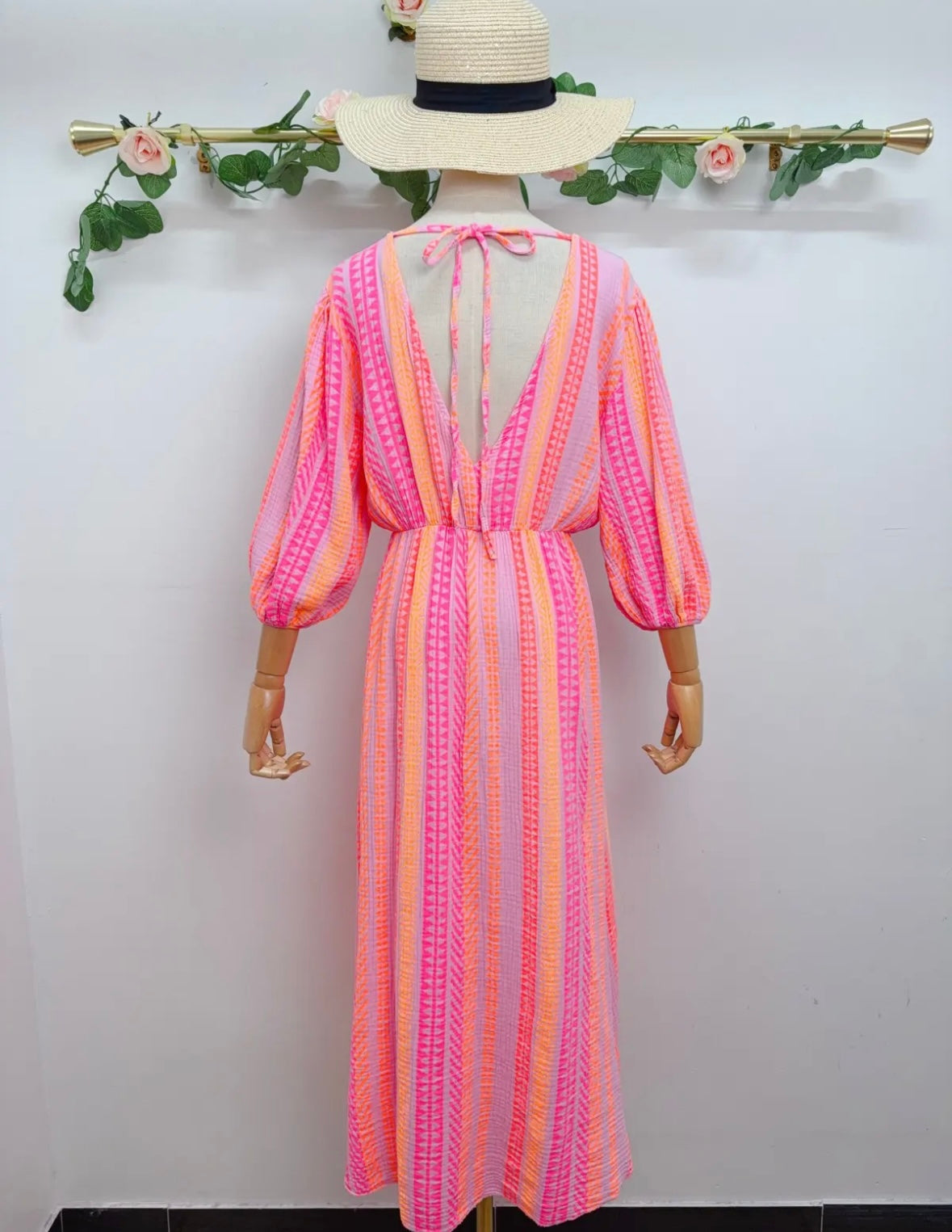 Musselin Kleid Gestreifte Muster