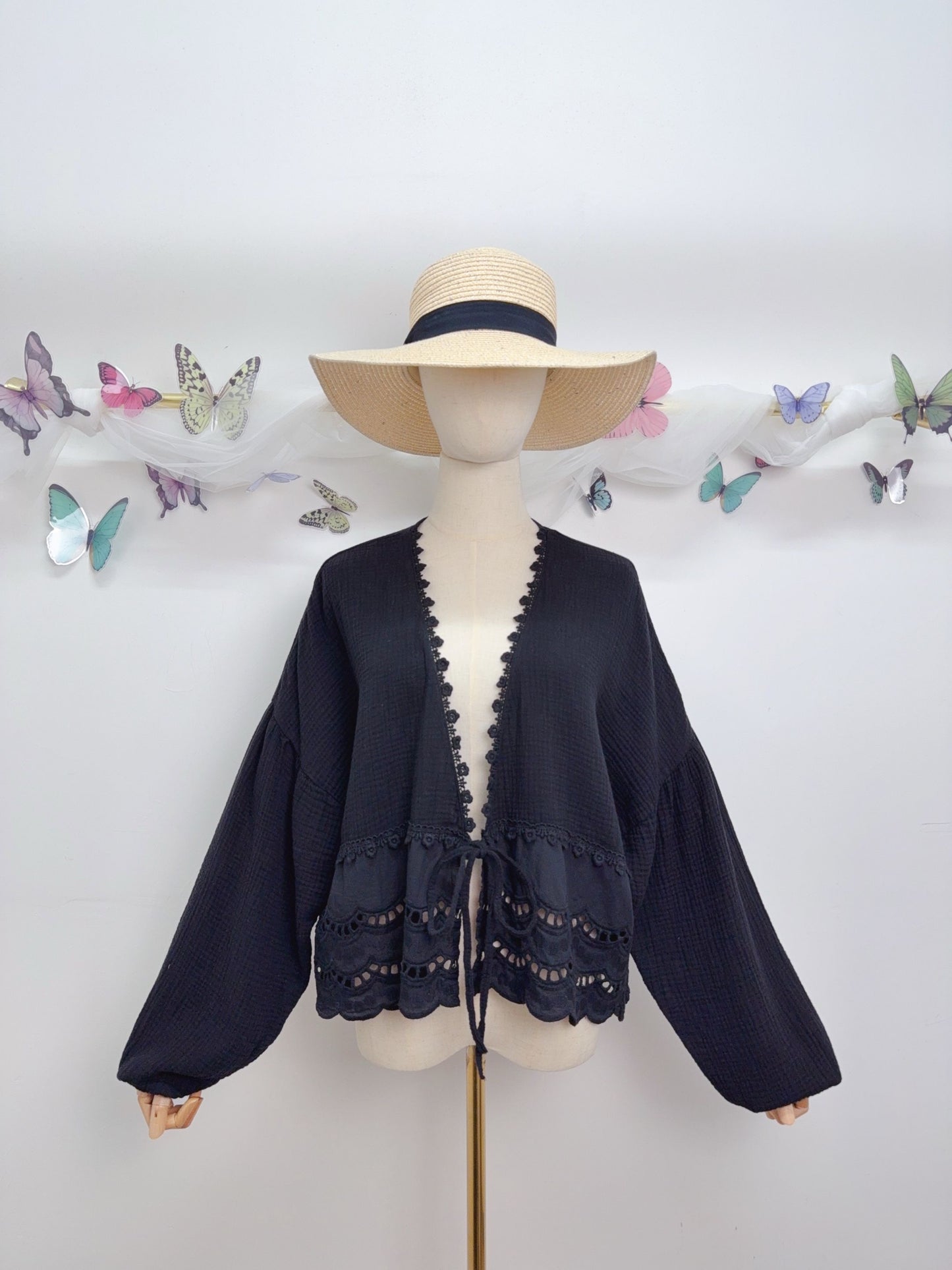 Musselin Bluse Spitze