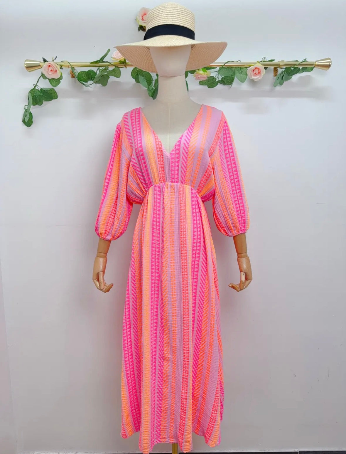 Musselin Kleid Gestreifte Muster