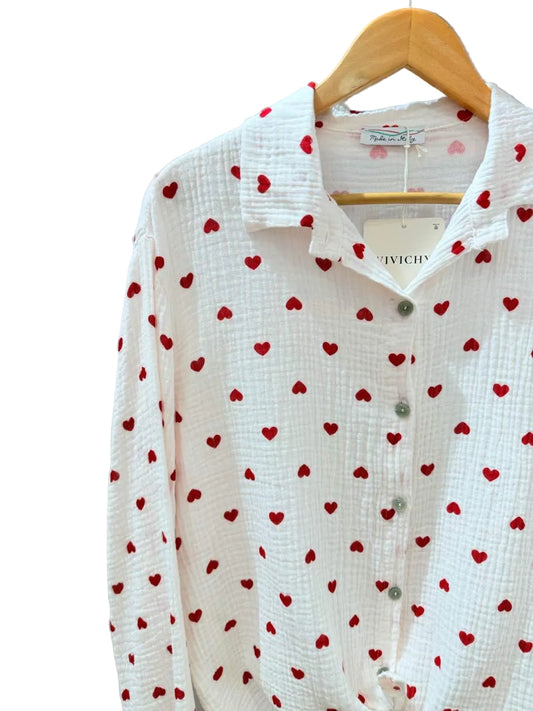 Musselin Bluse Herz CURVY