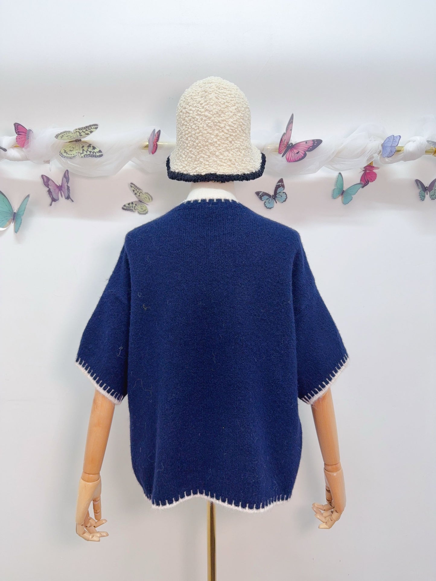 Strickpullover Kurzarm Sardine