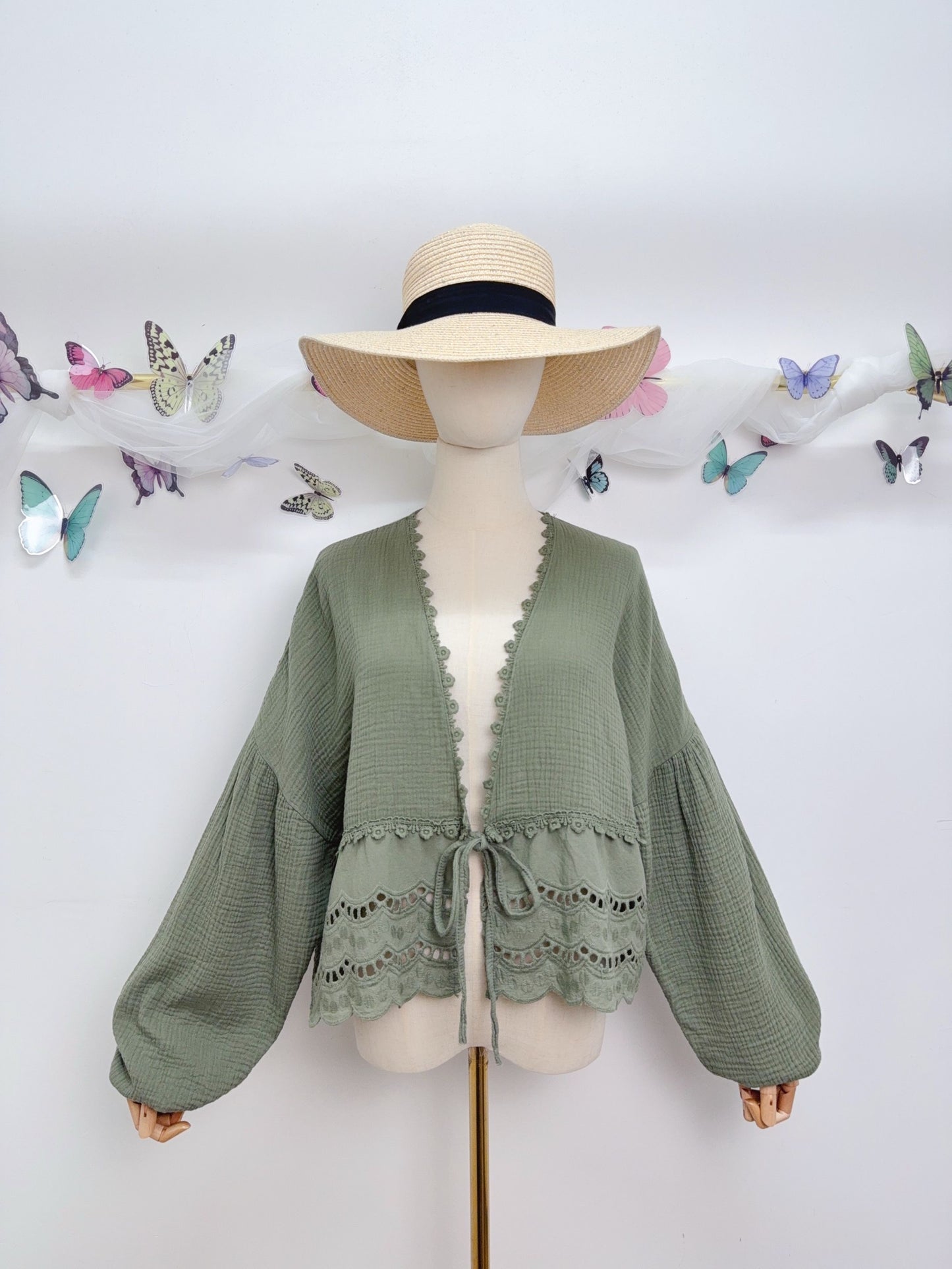 Musselin Bluse Spitze