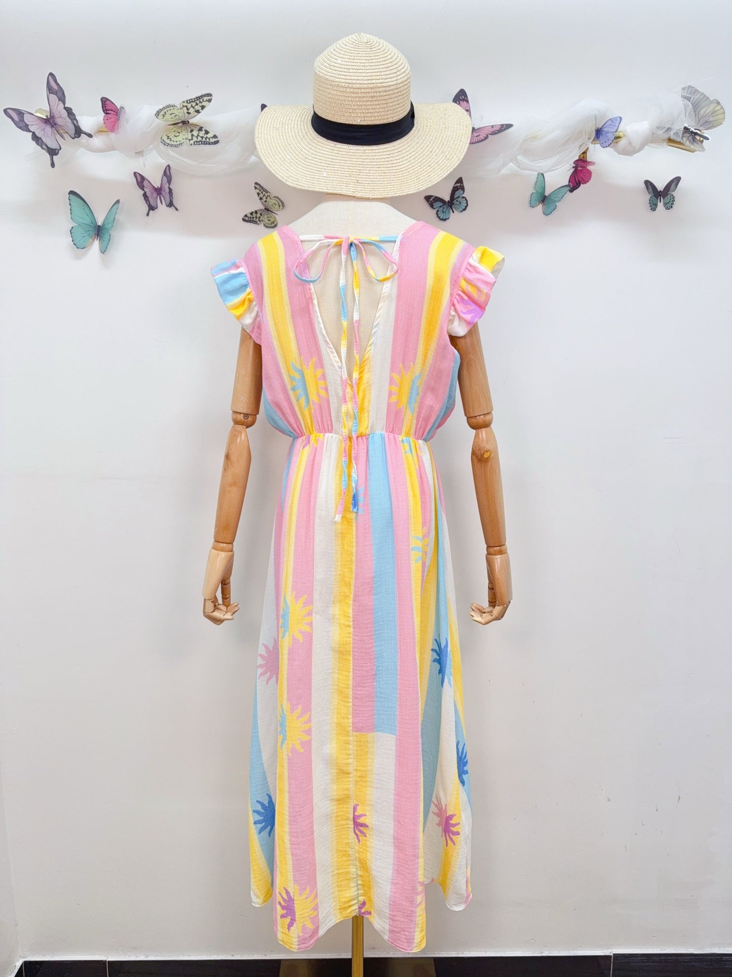 Musselin Kleid Streifen Pastell