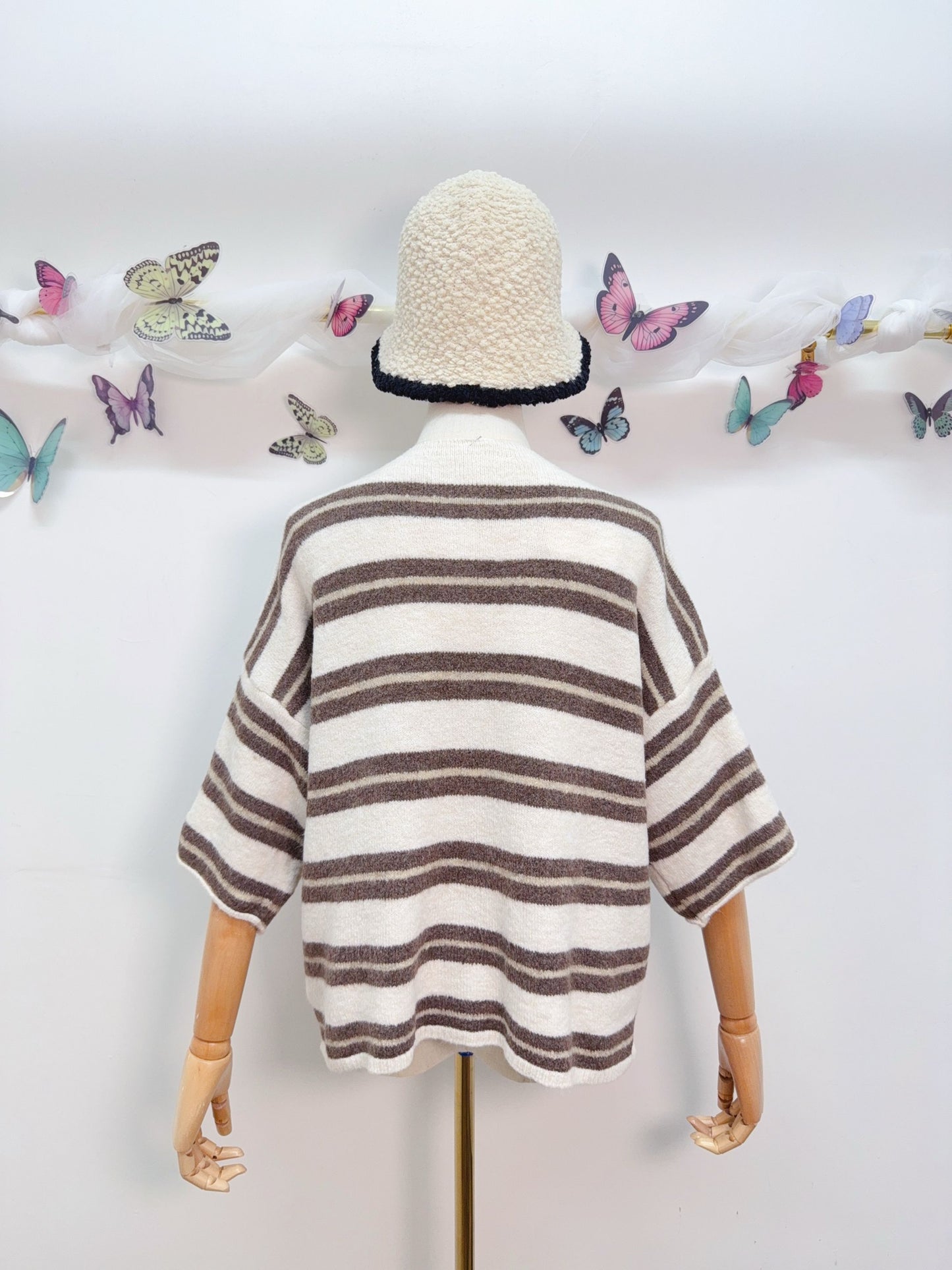 Strickpullover Kurzarm Gestreift