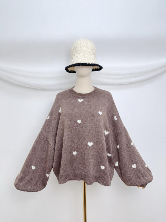 Strick Herz Pullover Oversize