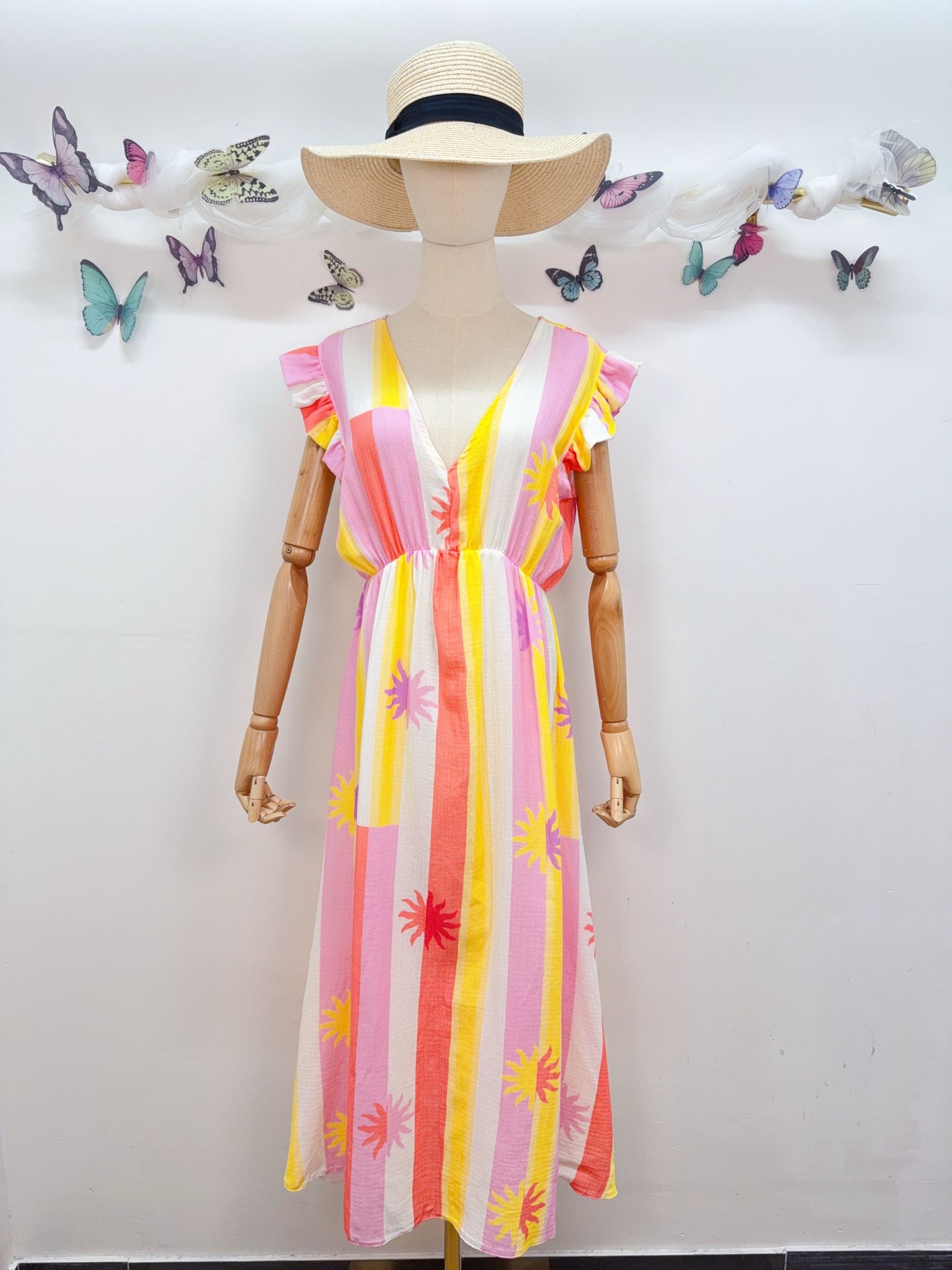 Musselin Kleid Streifen Pastell