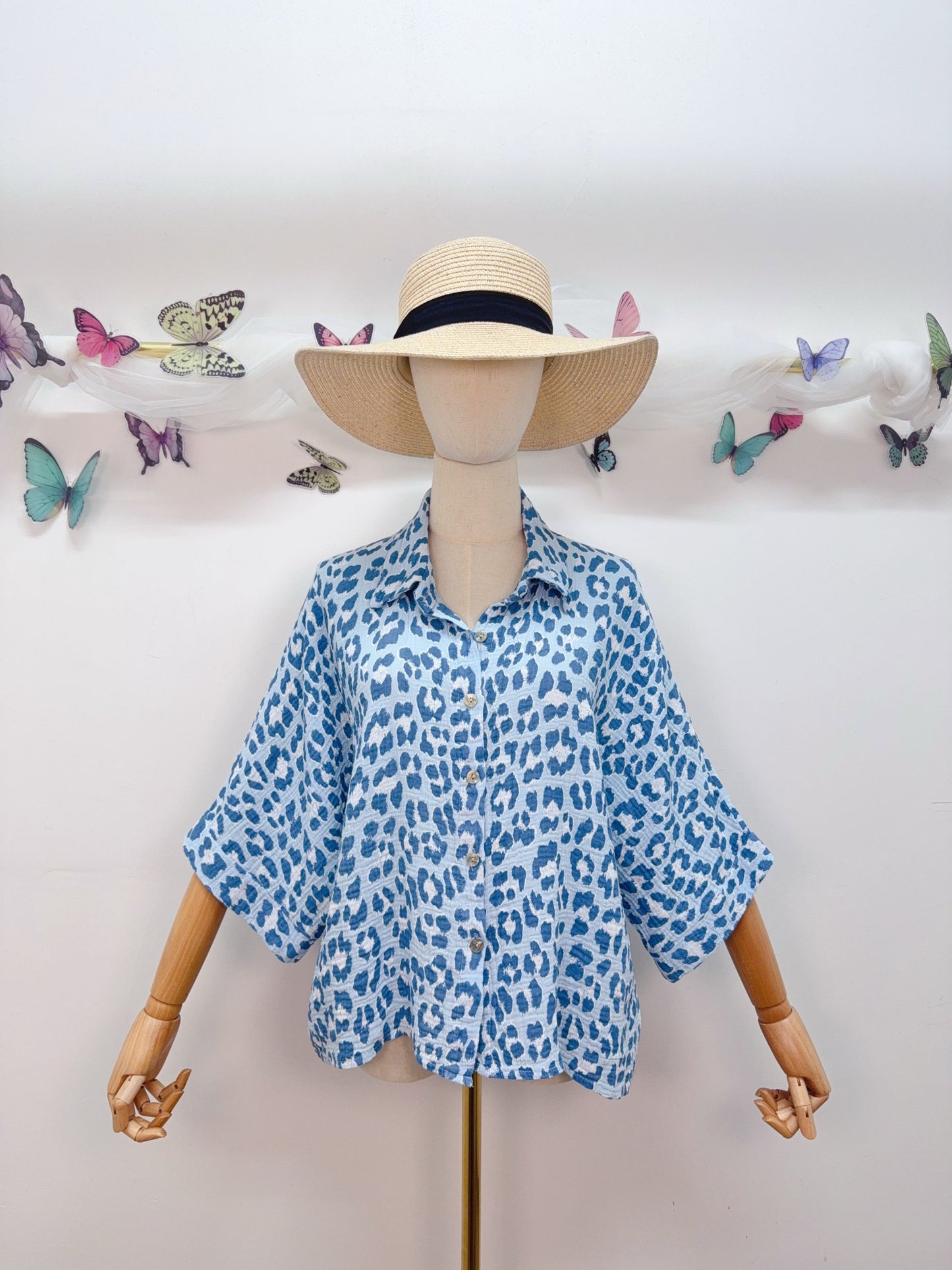 Leo Musselin Bluse Kurzarm