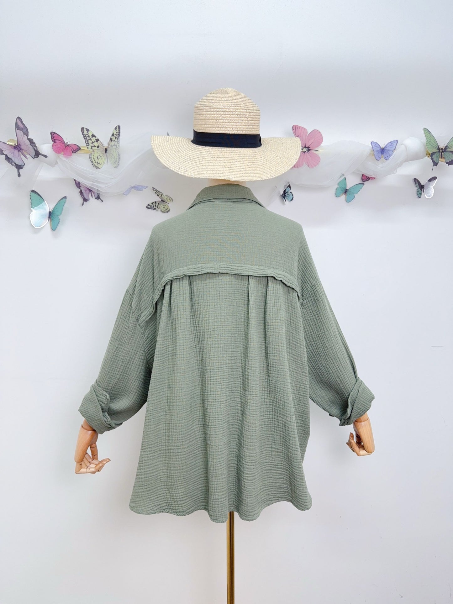 Musselin Bluse Uni Lang