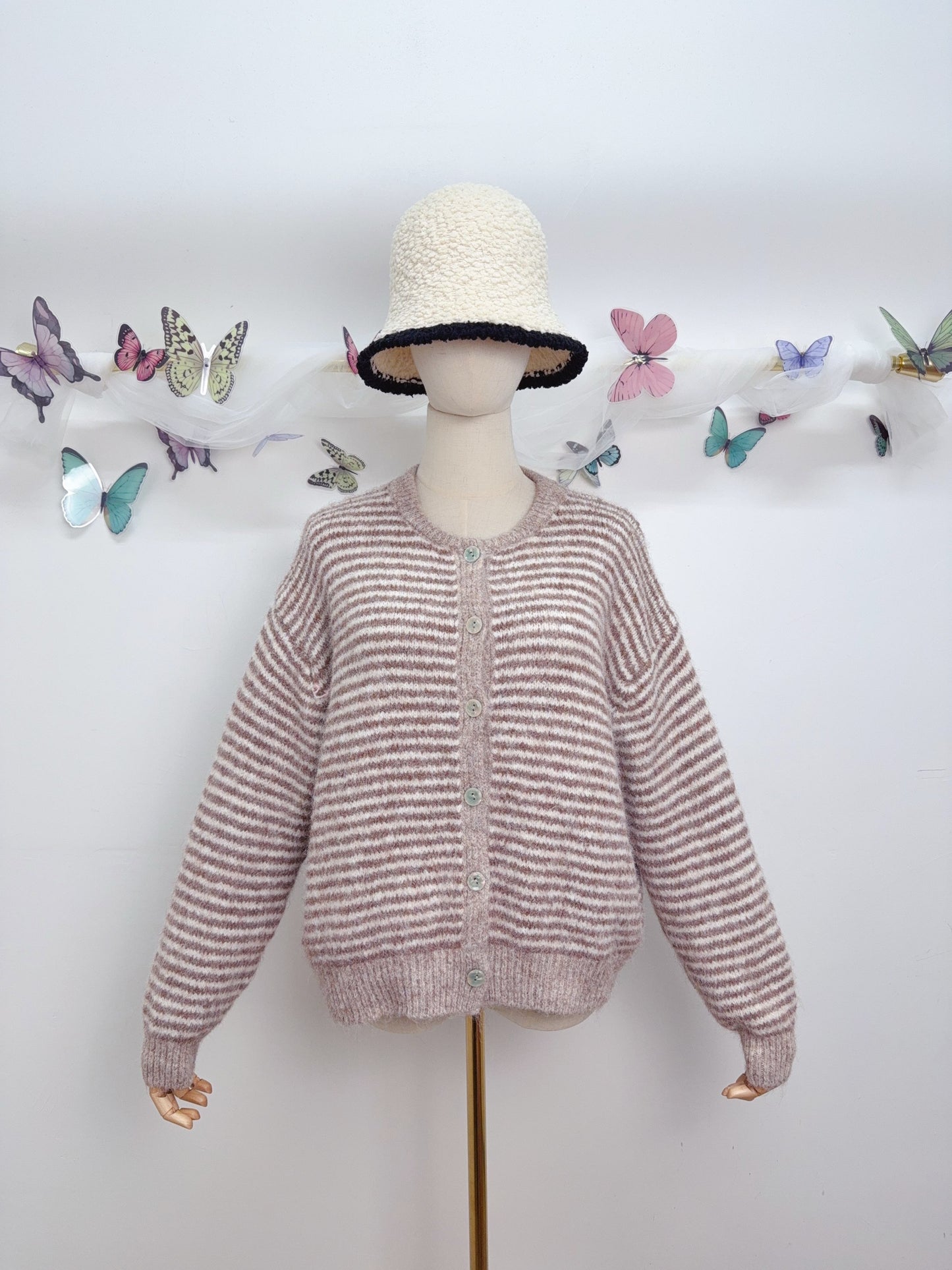 Streifen Cardigan Strickjacke