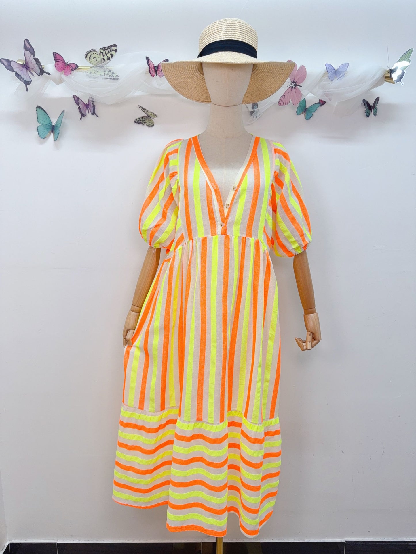 Baumwolle Kleid Streifen